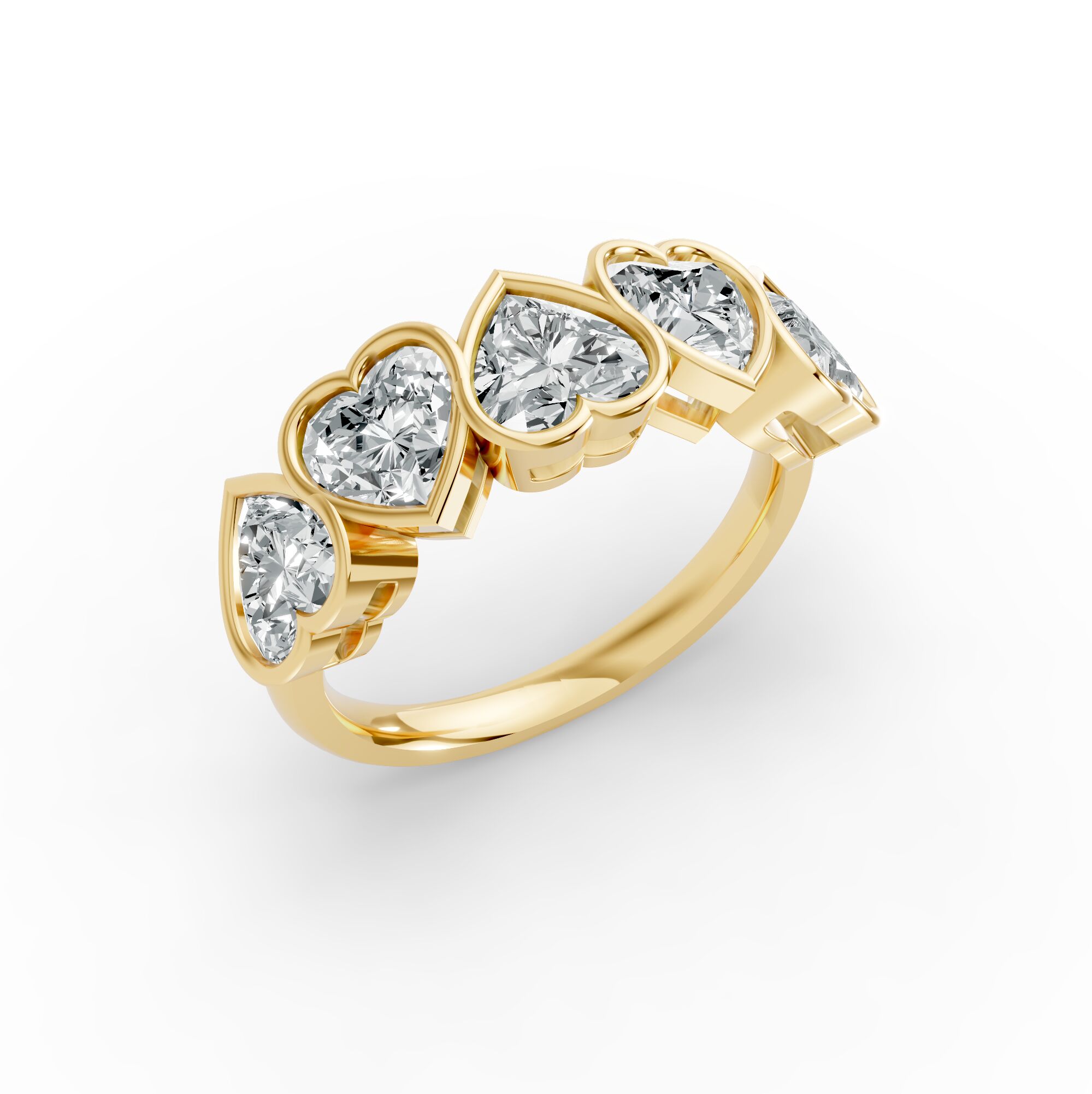 Heart Shape Diamond Anniversary Band in Gold