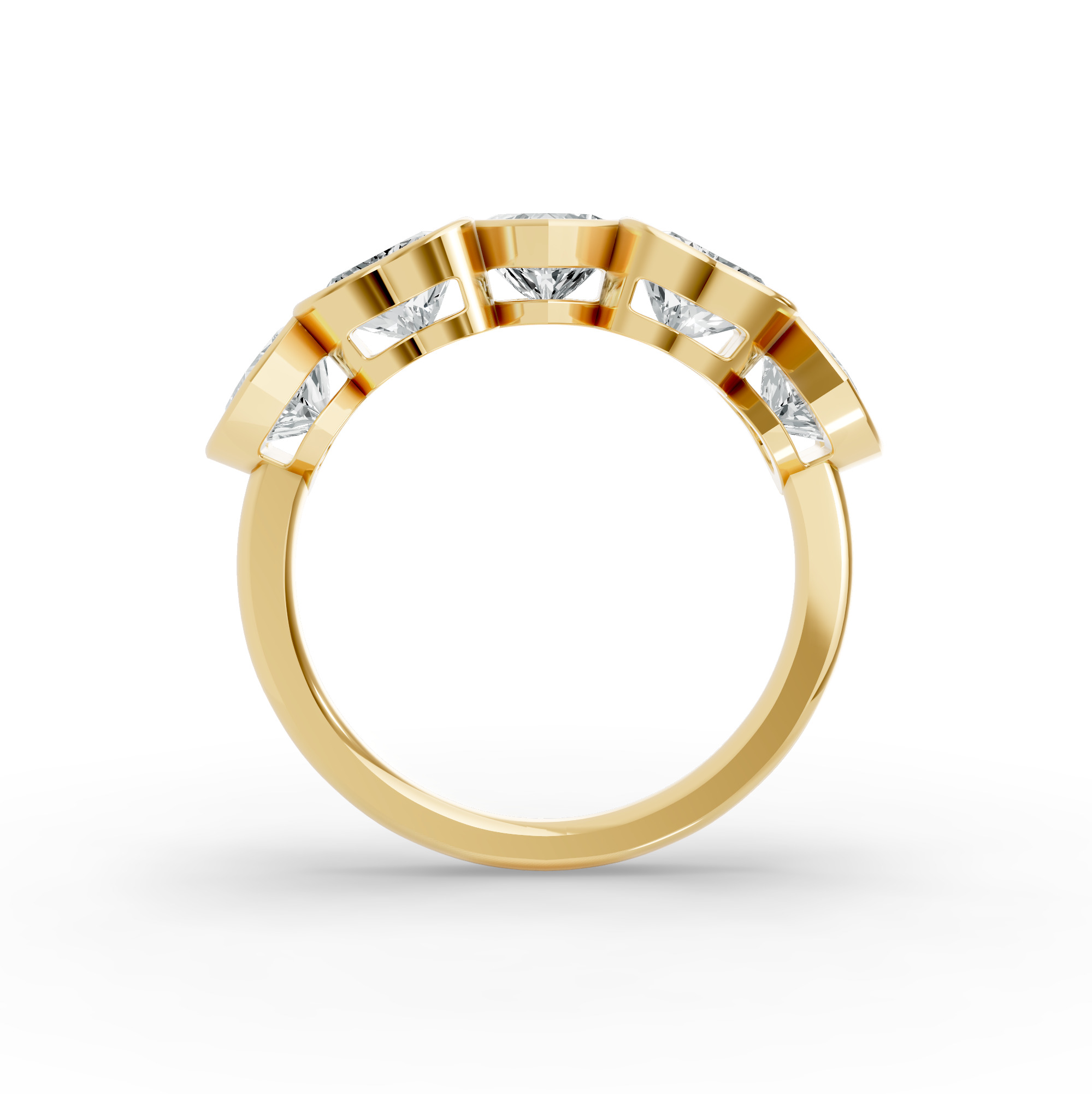 Heart Shape Diamond Anniversary Band in Gold