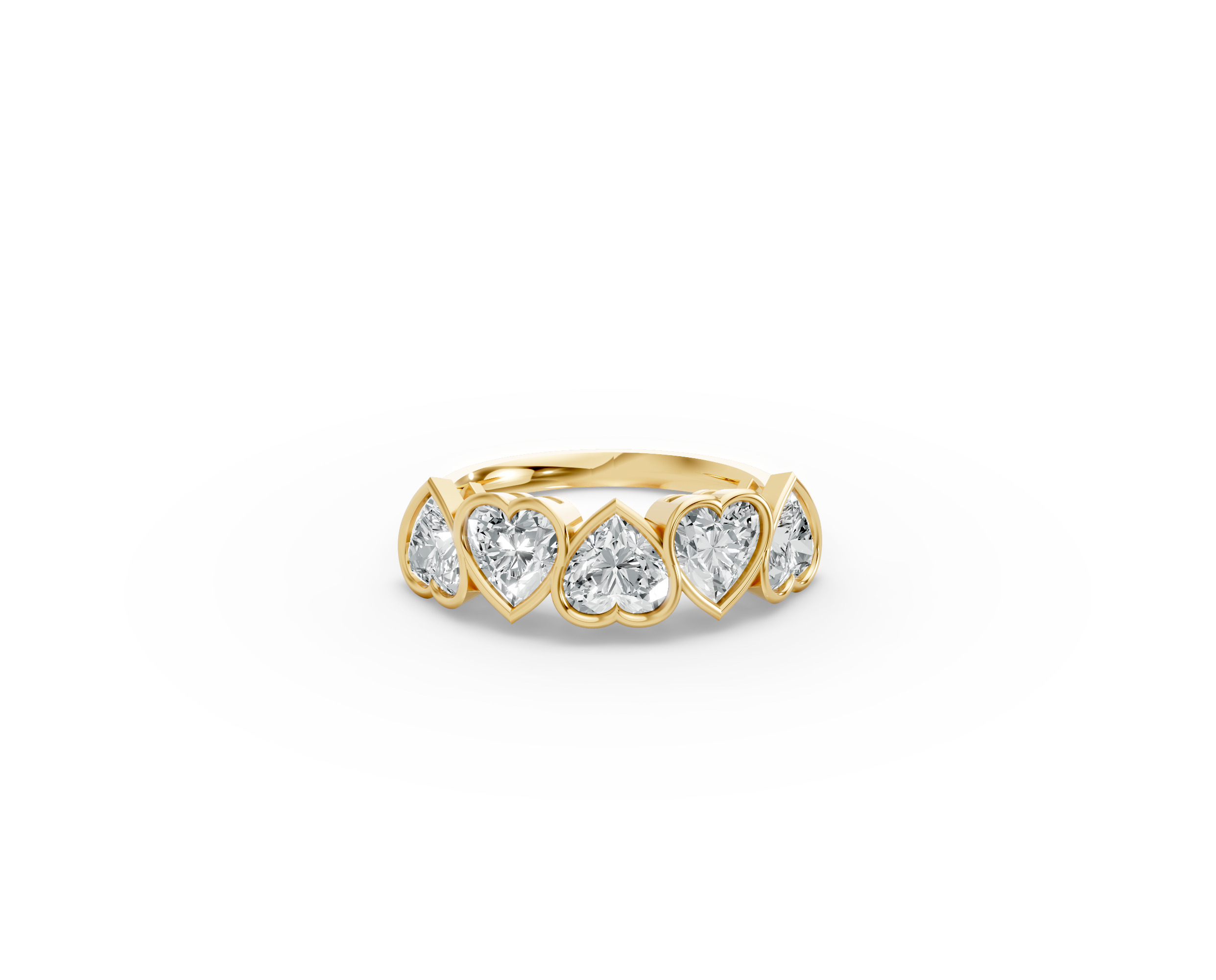 Heart Shape Diamond Anniversary Band in Gold