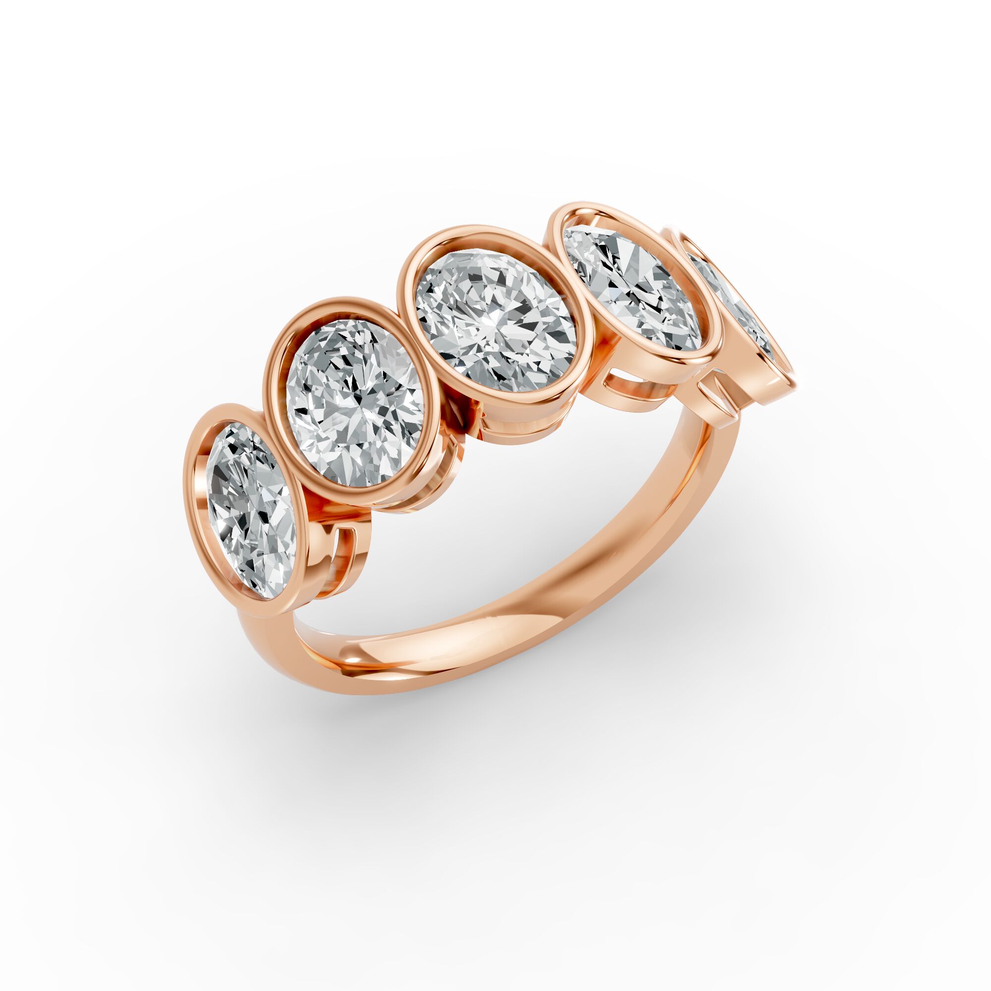 Oval Shape Diamond Anniversary Band in Gold