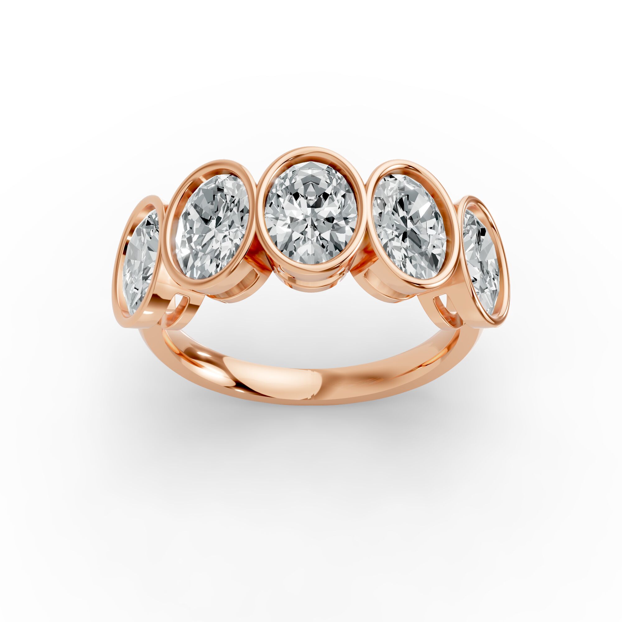 Oval Shape Diamond Anniversary Band in Gold