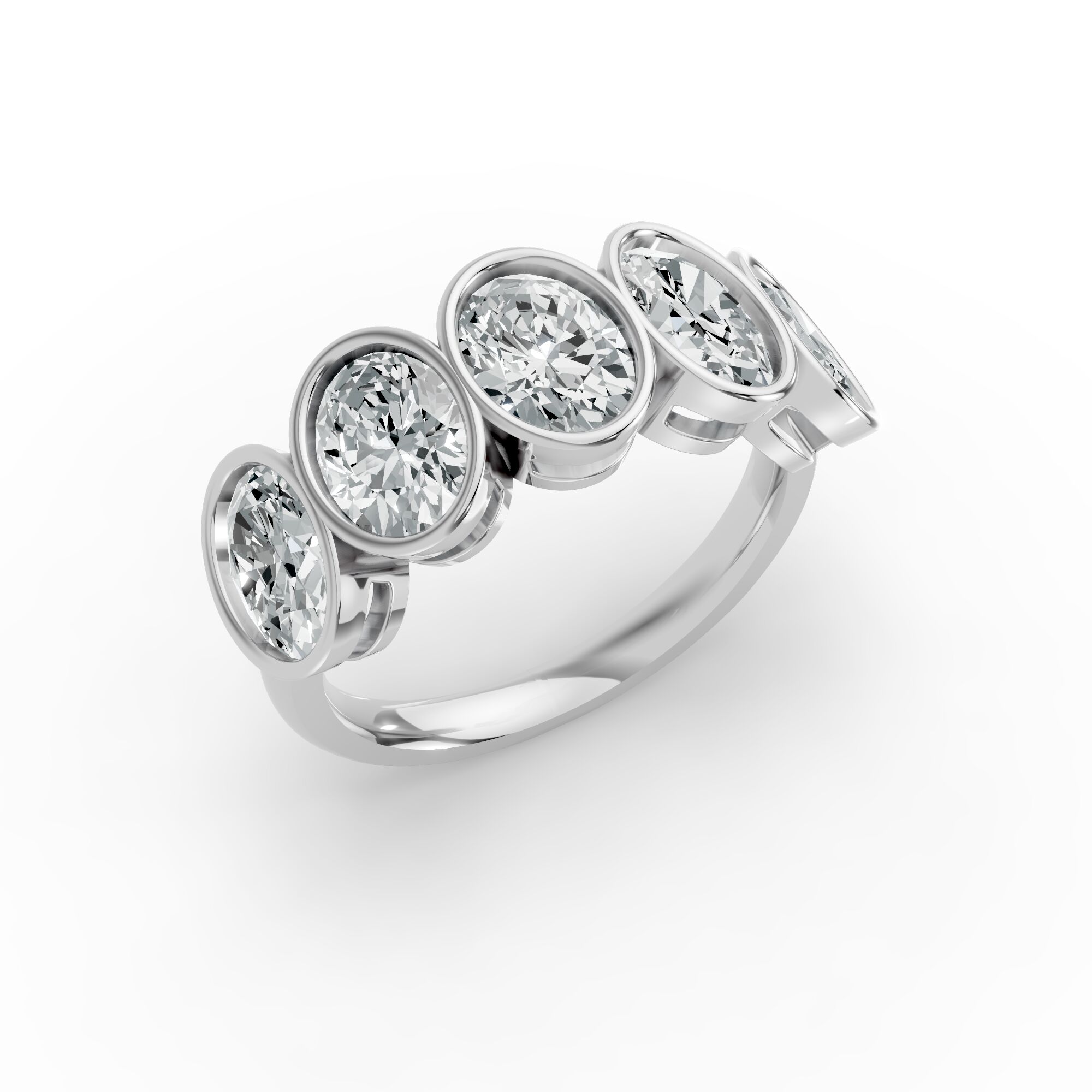 Oval Shape Diamond Anniversary Band in Gold