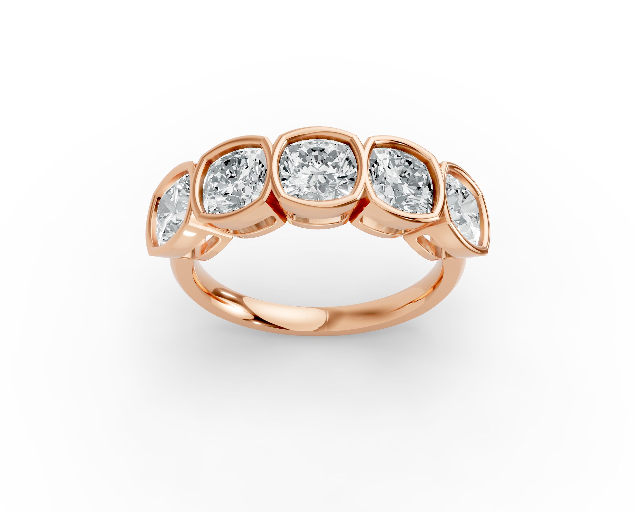 Cushion Shape Diamond Anniversary Band in Gold