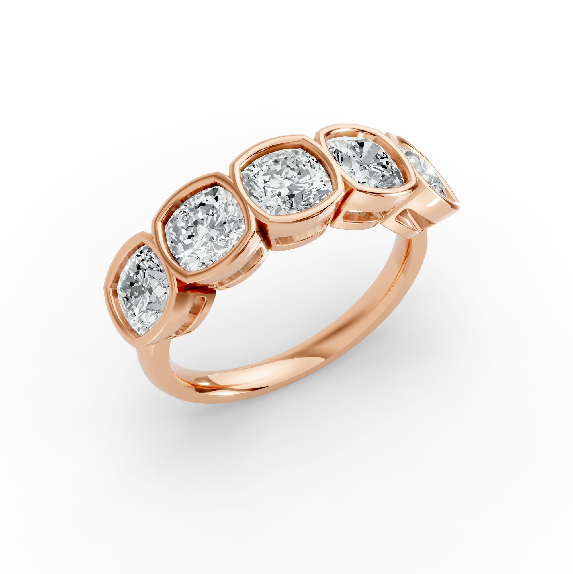 Cushion Shape Diamond Anniversary Band in Gold