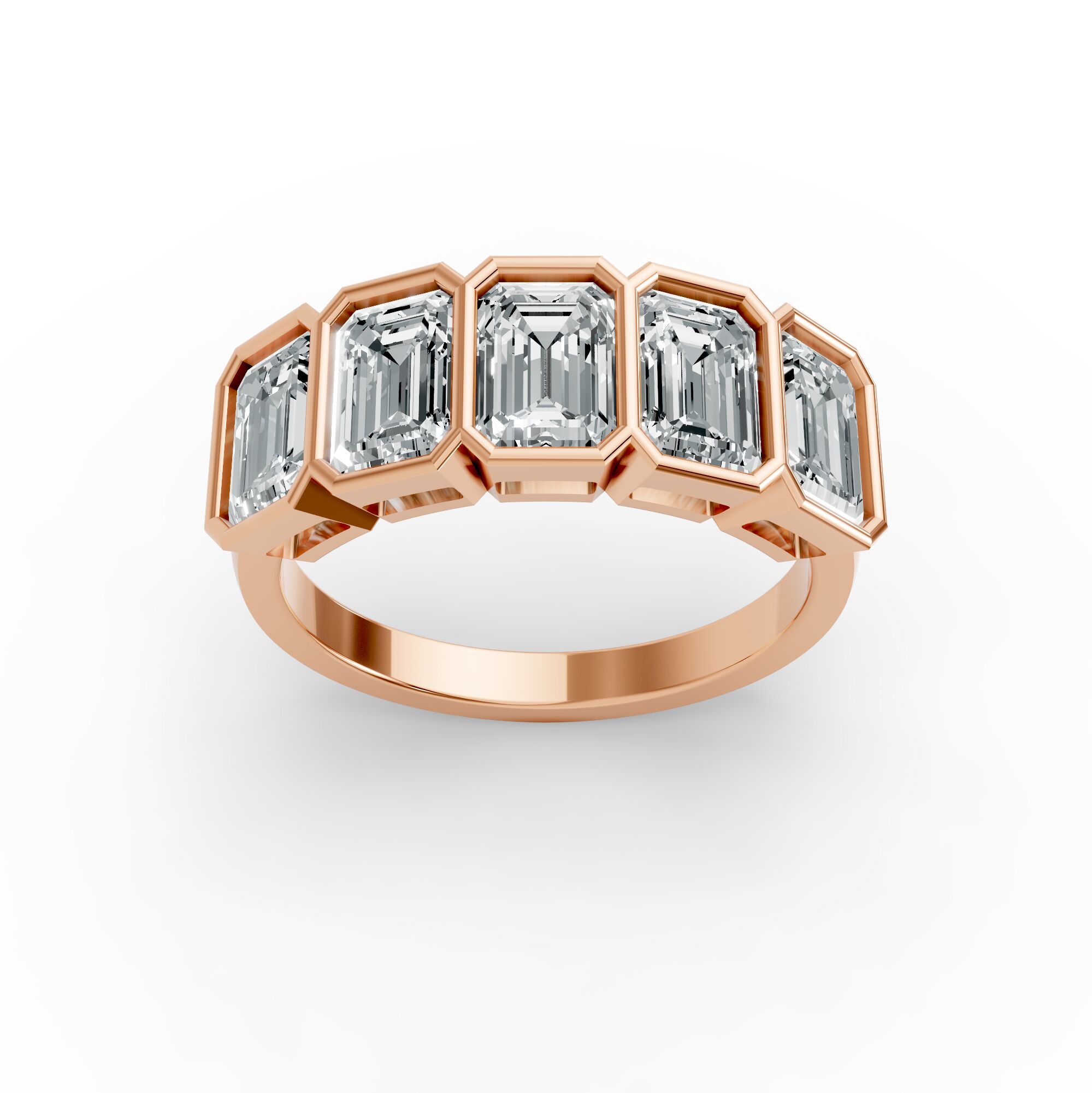 Emerald Shape Diamond Anniversary Band in Gold
