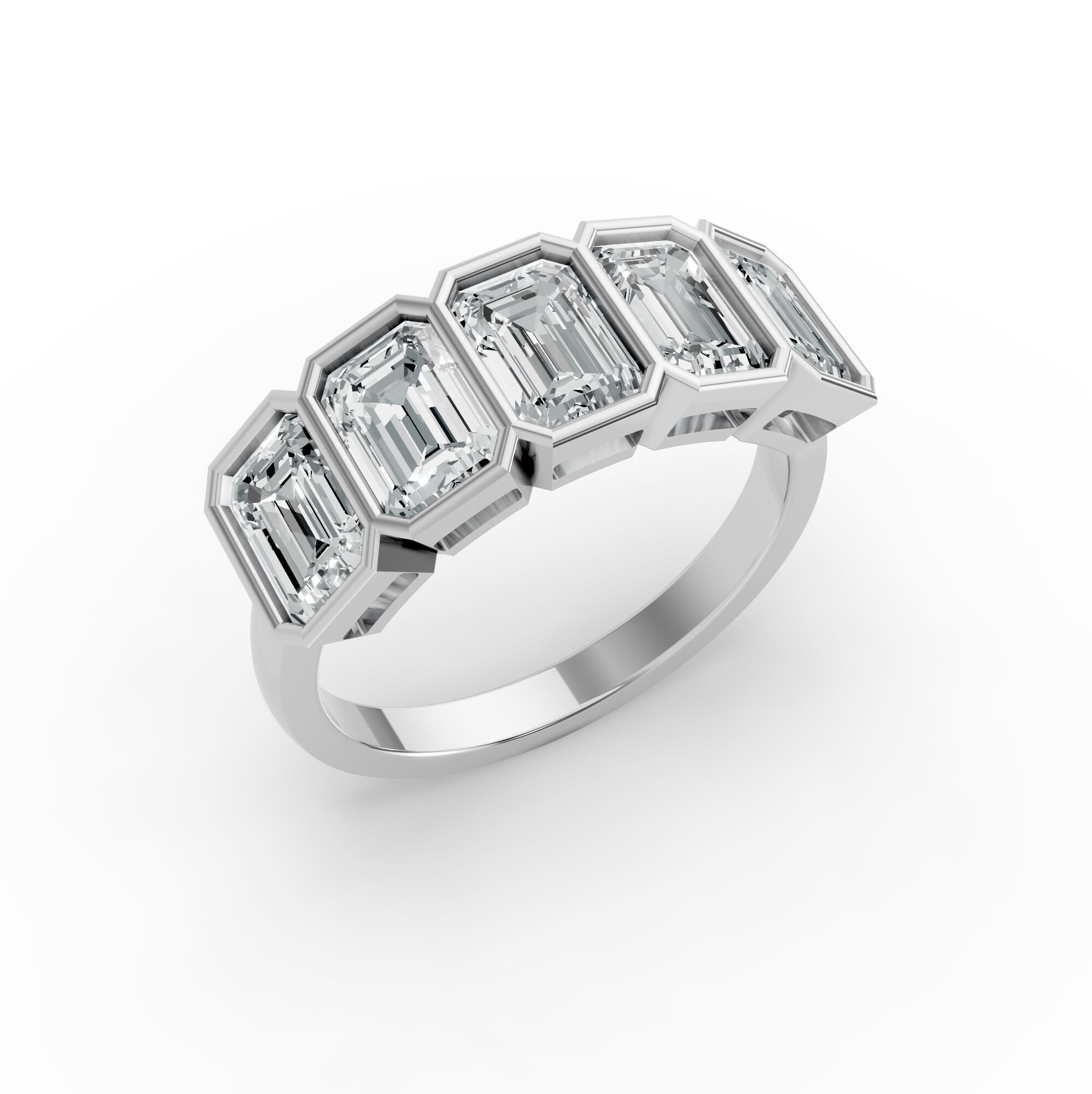 Emerald Shape Diamond Anniversary Band in Gold
