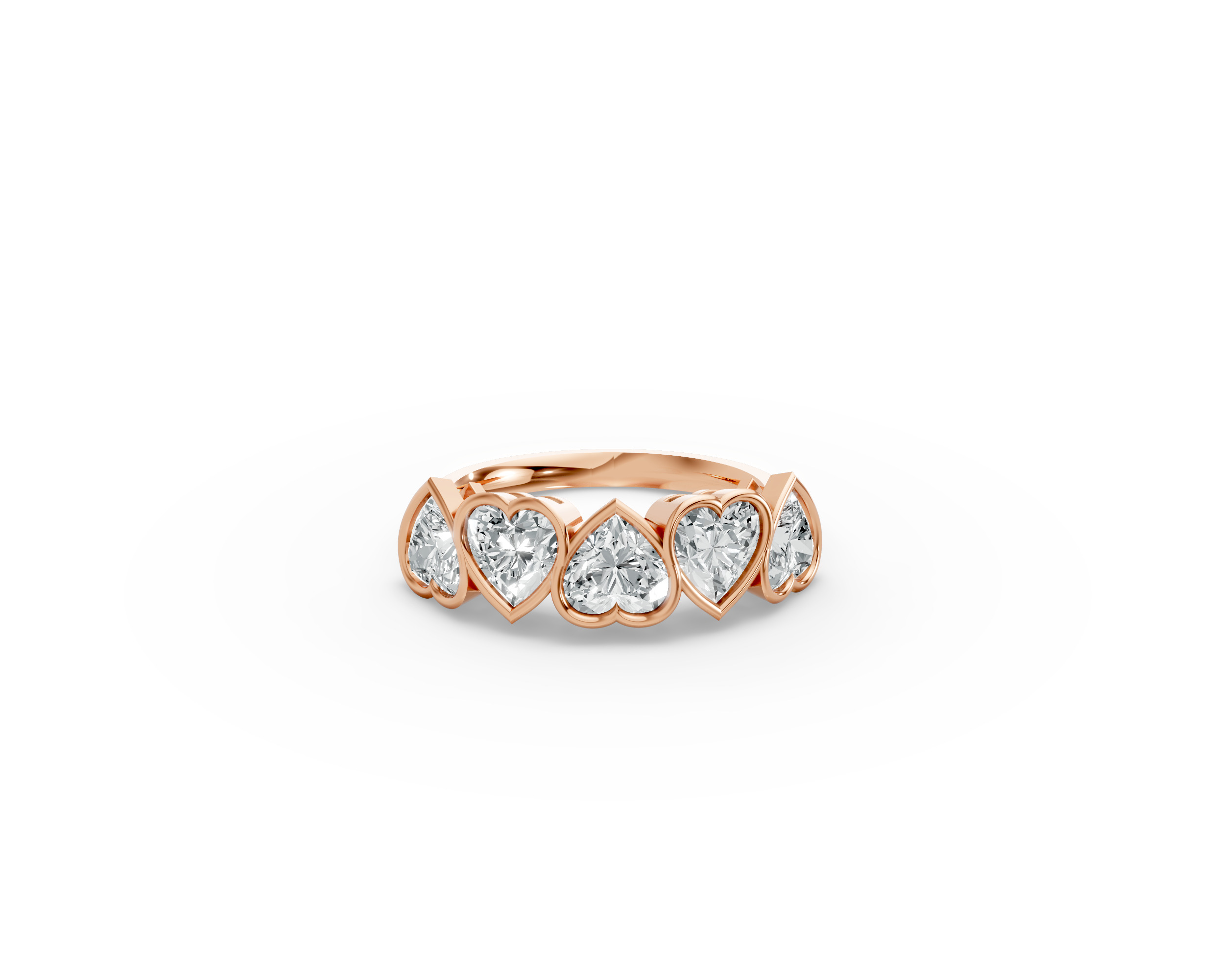 Heart Shape Diamond Anniversary Band in Gold