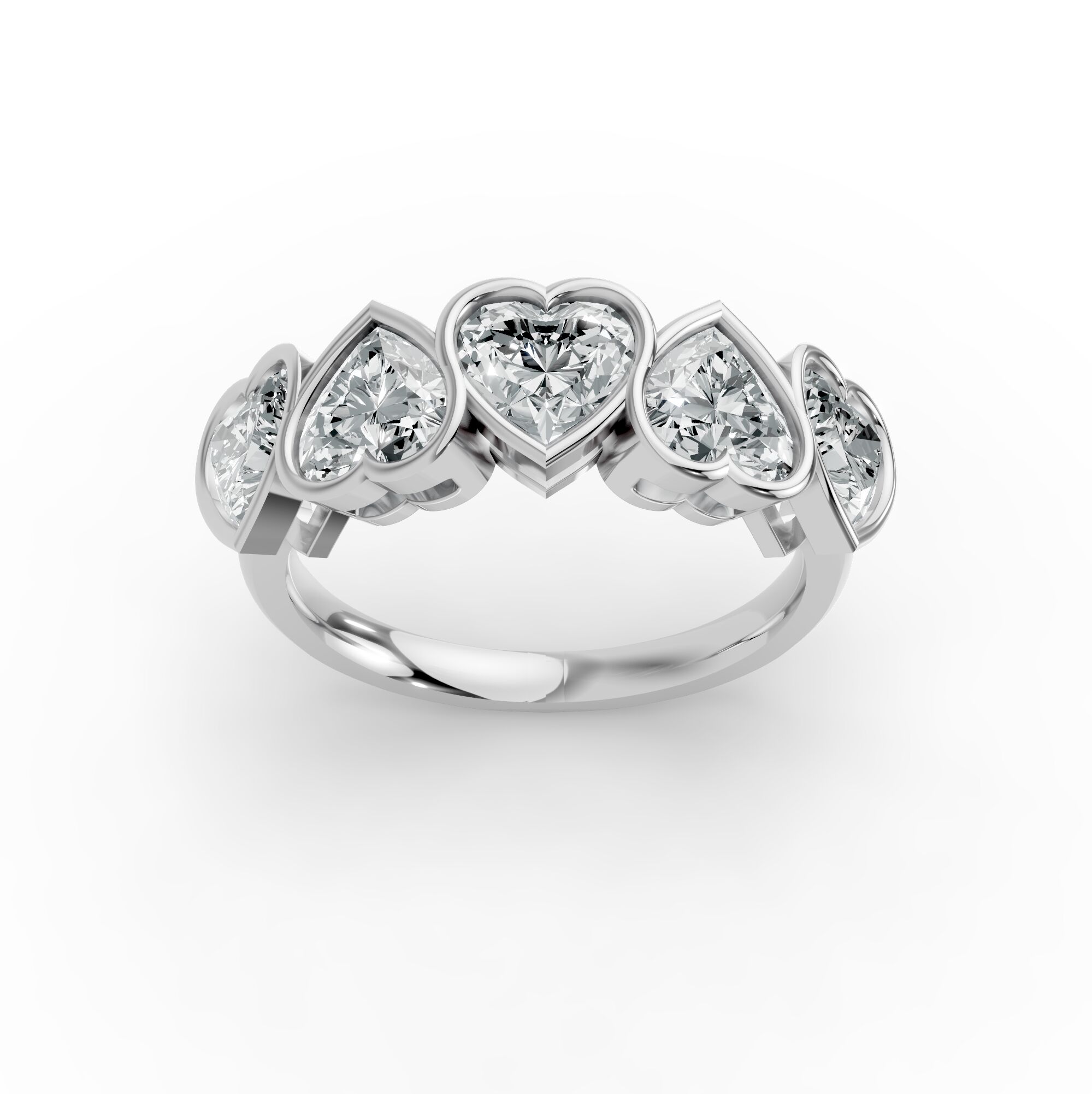 Heart Shape Diamond Anniversary Band in Gold