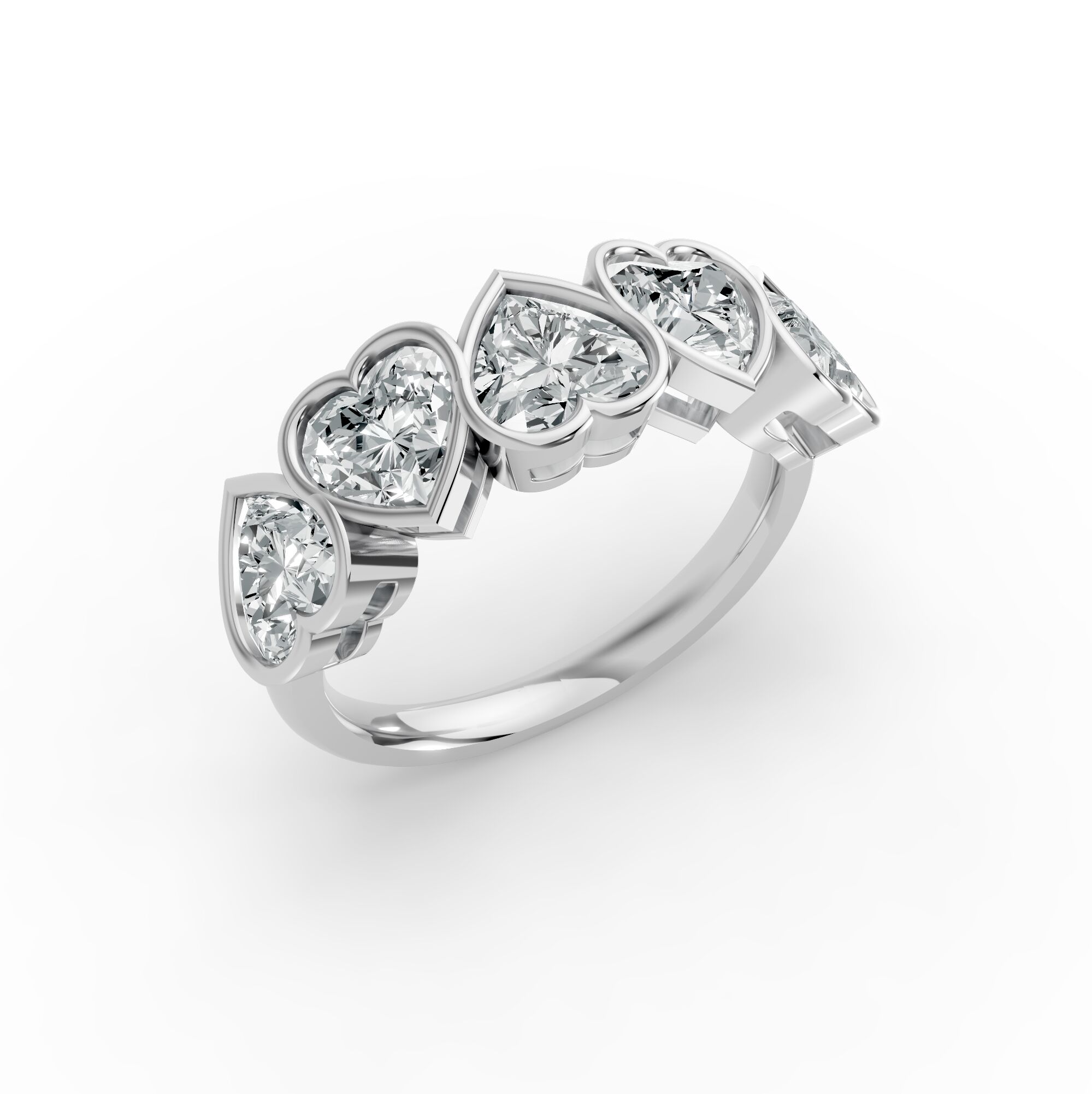 Heart Shape Diamond Anniversary Band in Gold