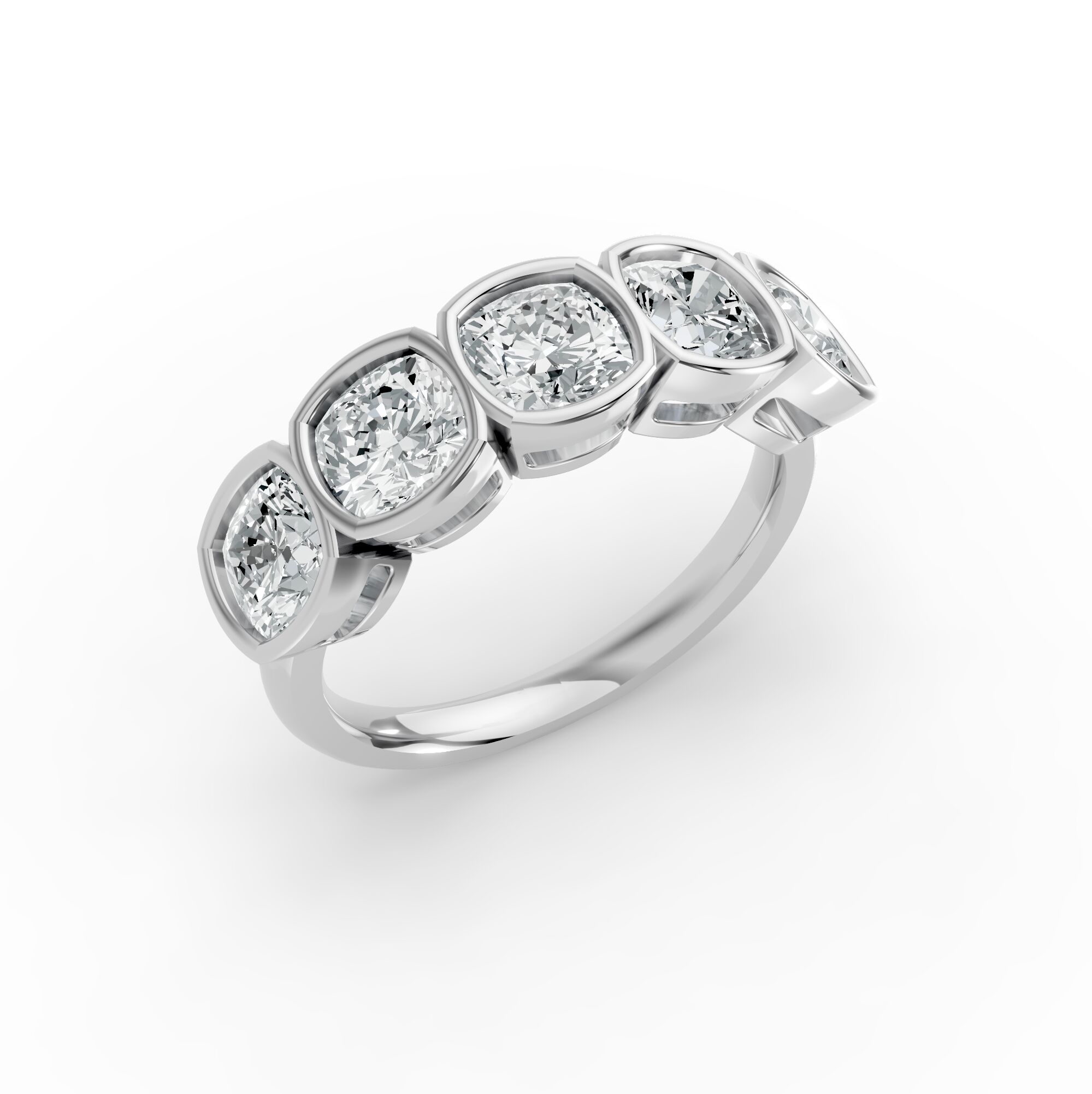 Cushion Shape Diamond Anniversary Band in Gold