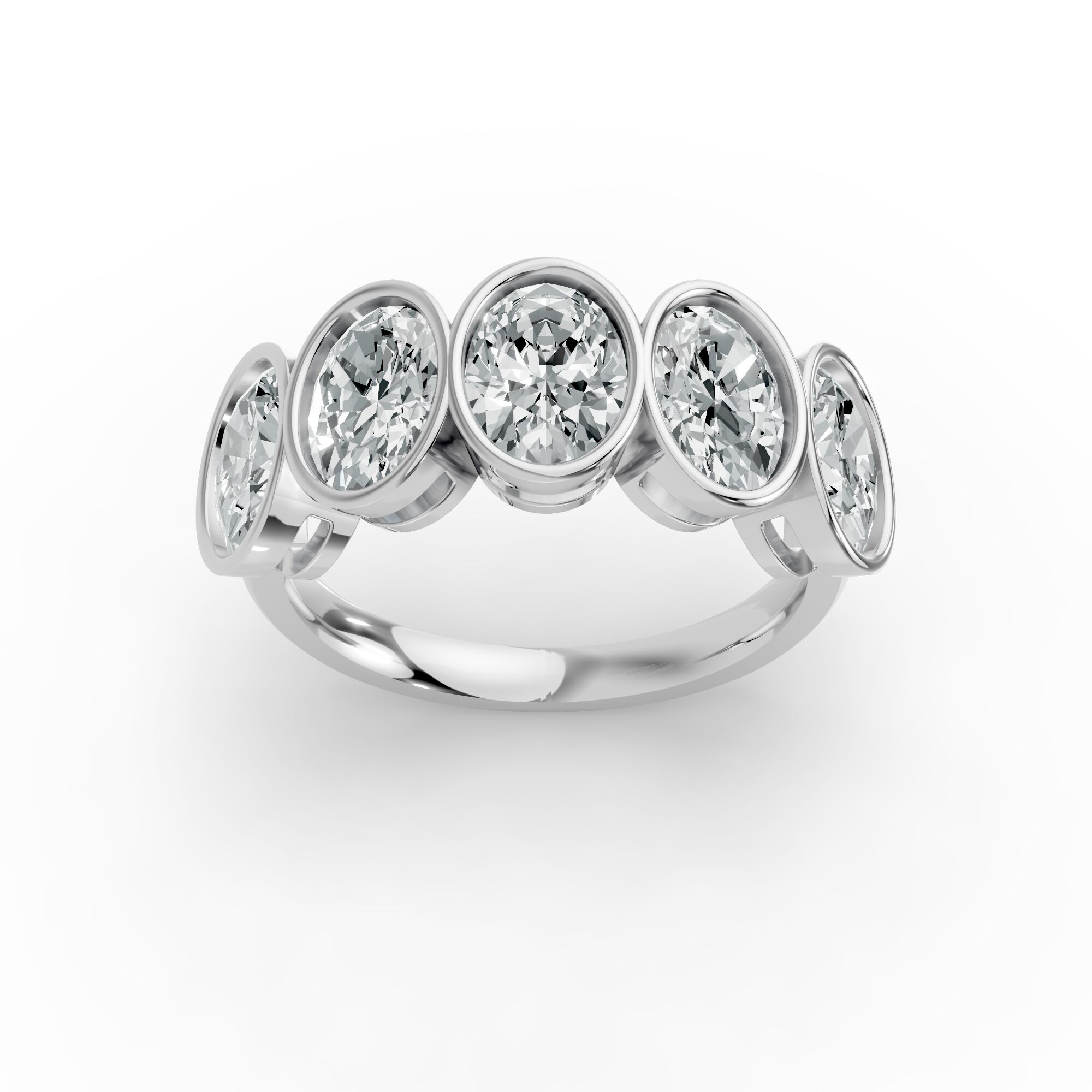 Oval Shape Diamond Anniversary Band in Gold
