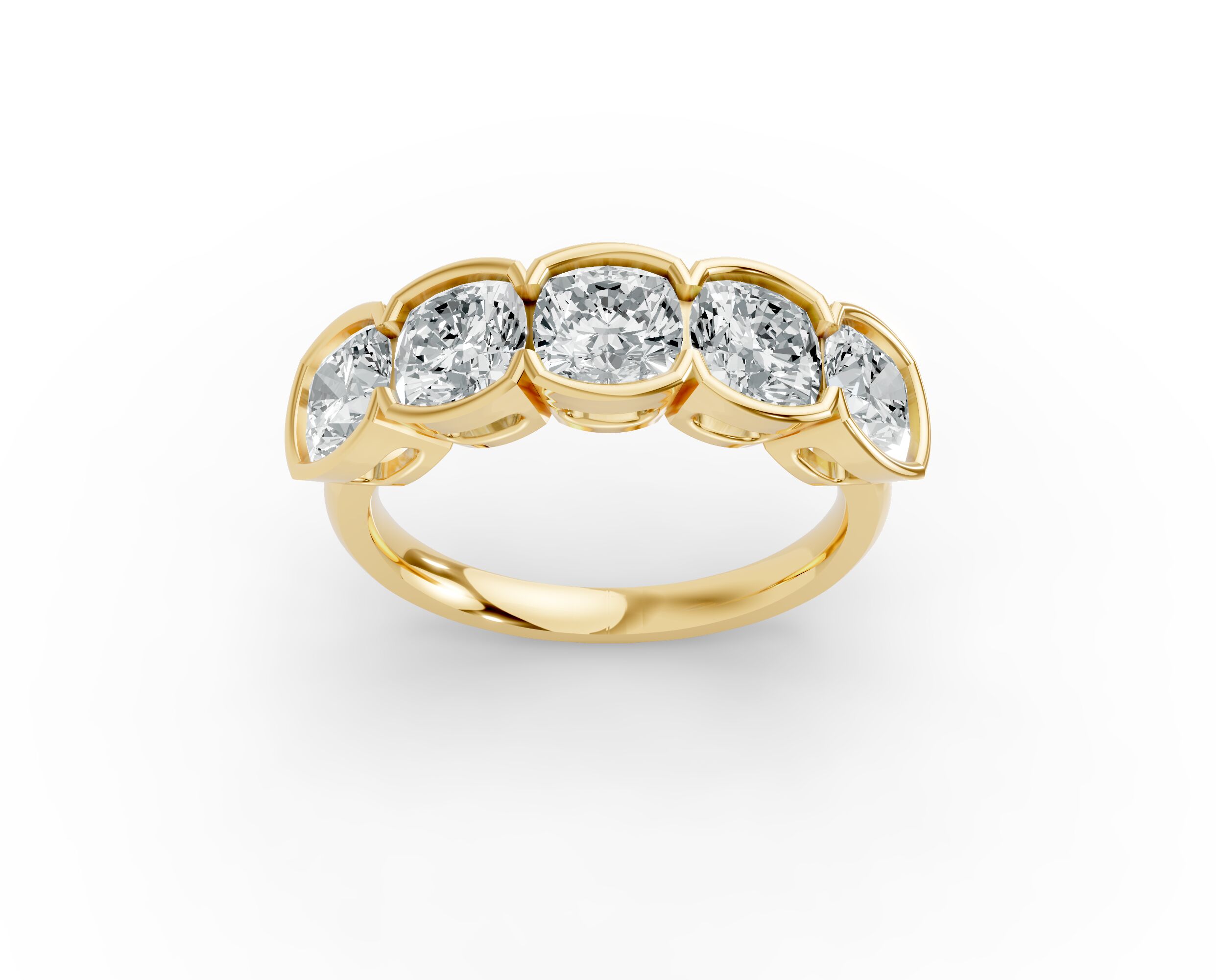 Cushion Shape Diamond Anniversary Band in Gold