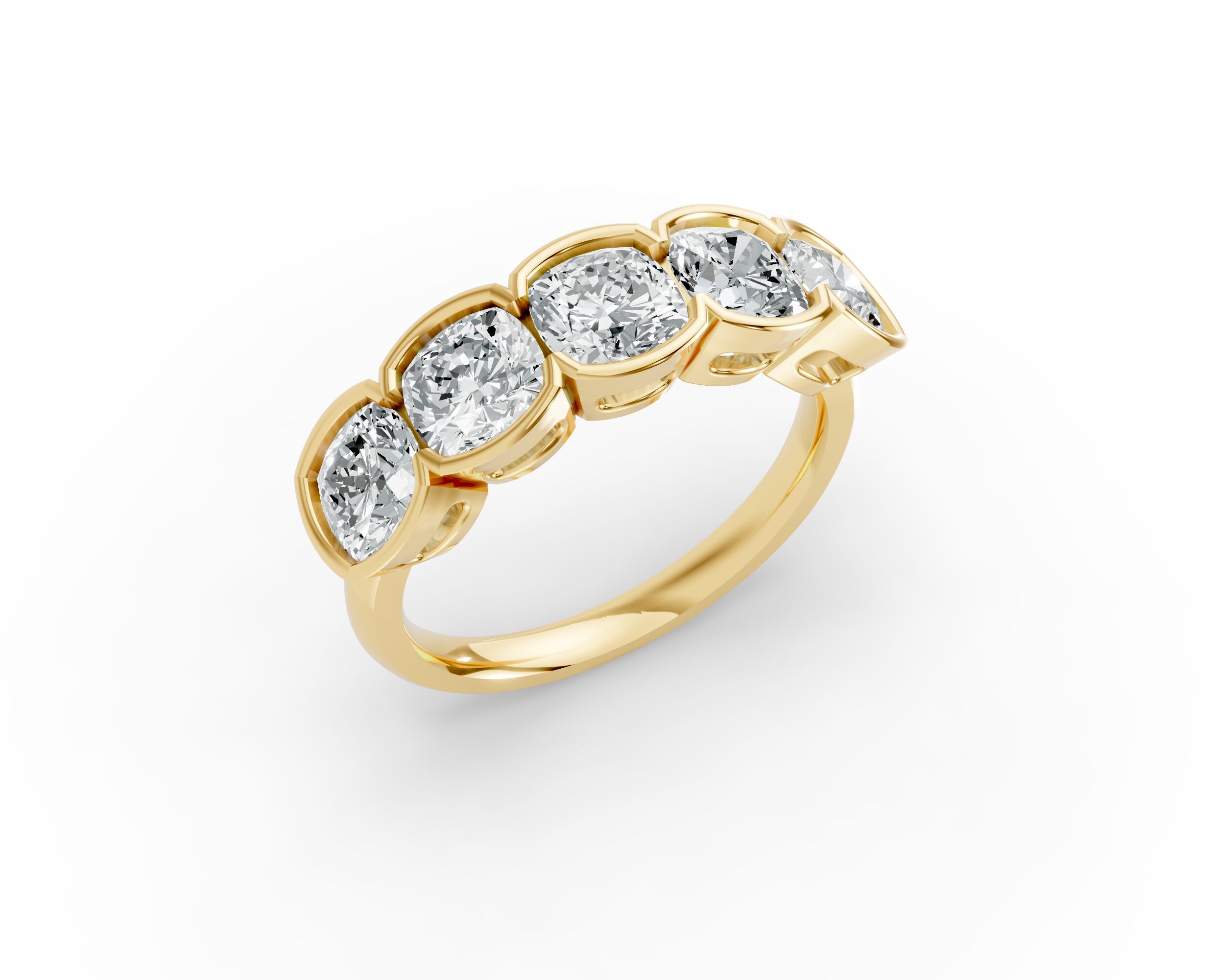 Cushion Shape Diamond Anniversary Band in Gold