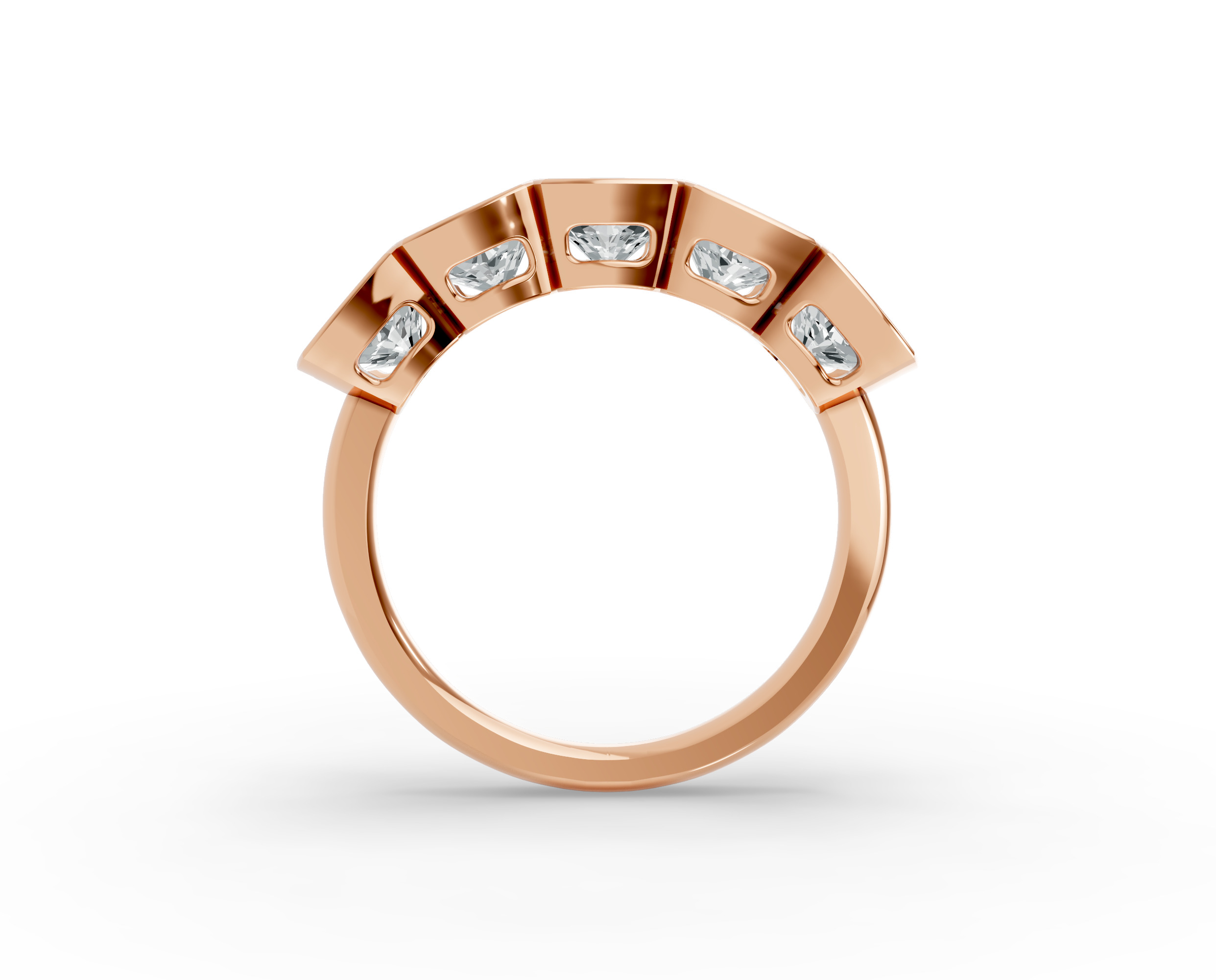 Cushion Shape Diamond Anniversary Band in Gold