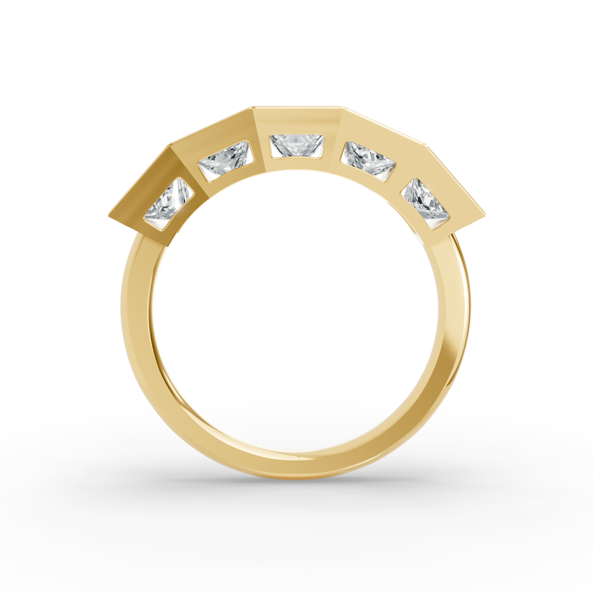 Princess Shape Diamond Anniversary Band in Gold