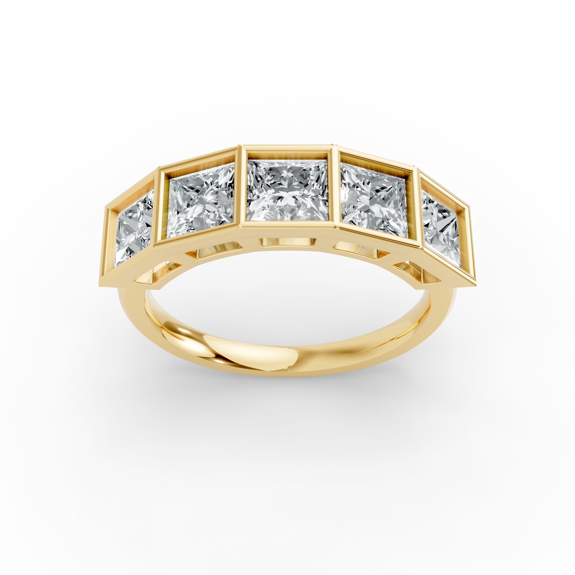 Princess Shape Diamond Anniversary Band in Gold