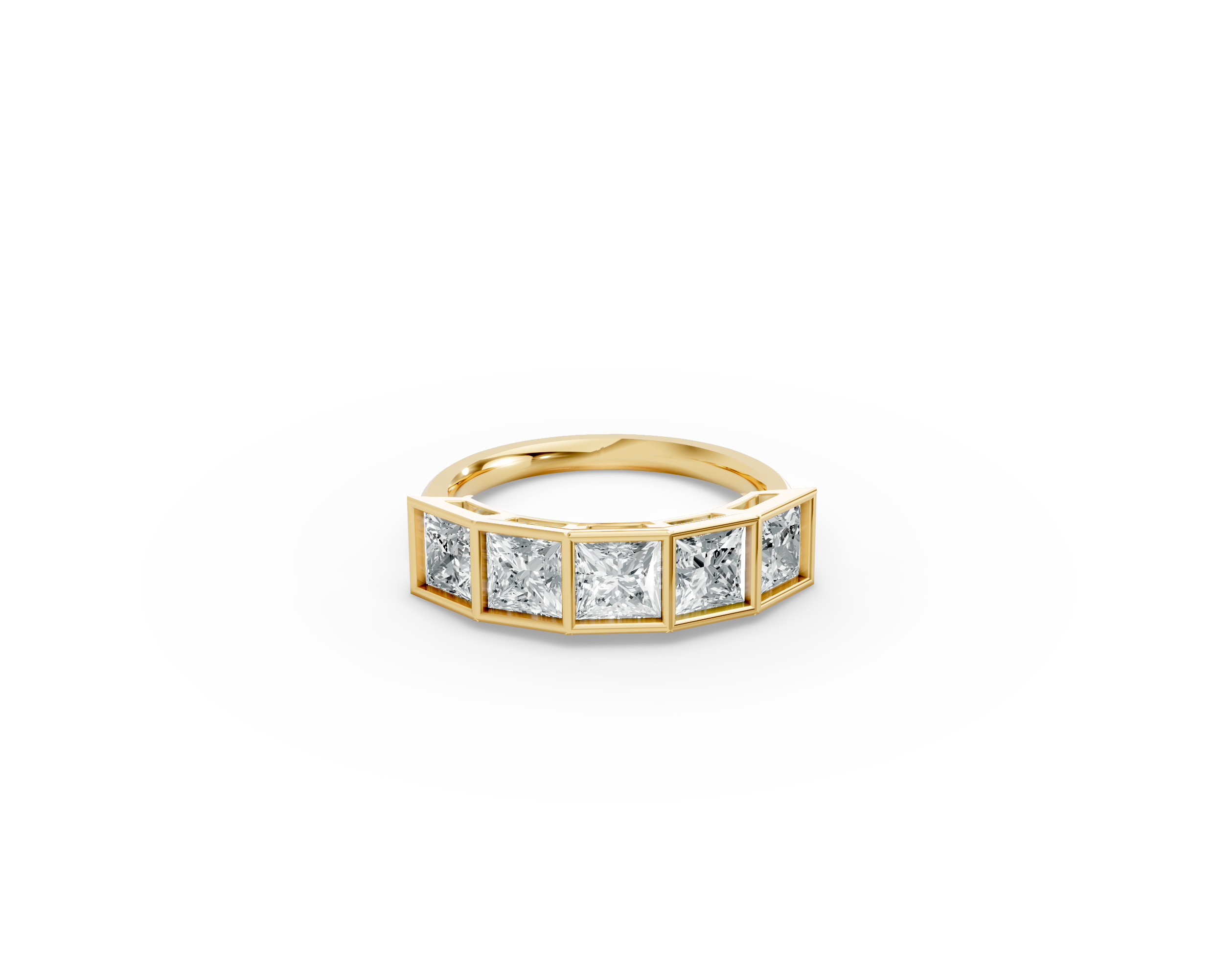 Princess Shape Diamond Anniversary Band in Gold