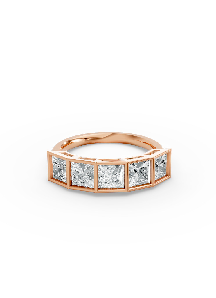 Princess Shape Diamond Anniversary Band in Gold