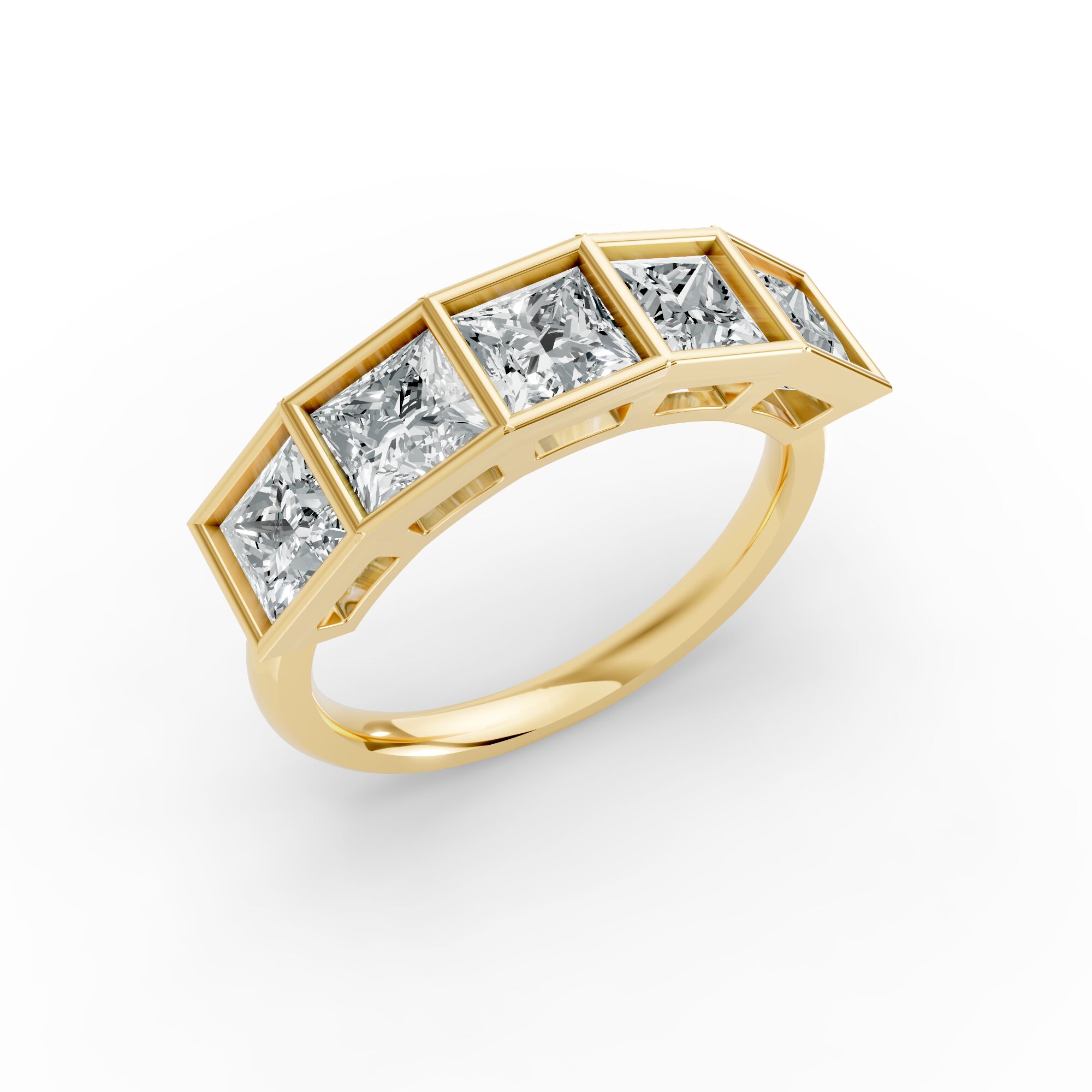 Princess Shape Diamond Anniversary Band in Gold