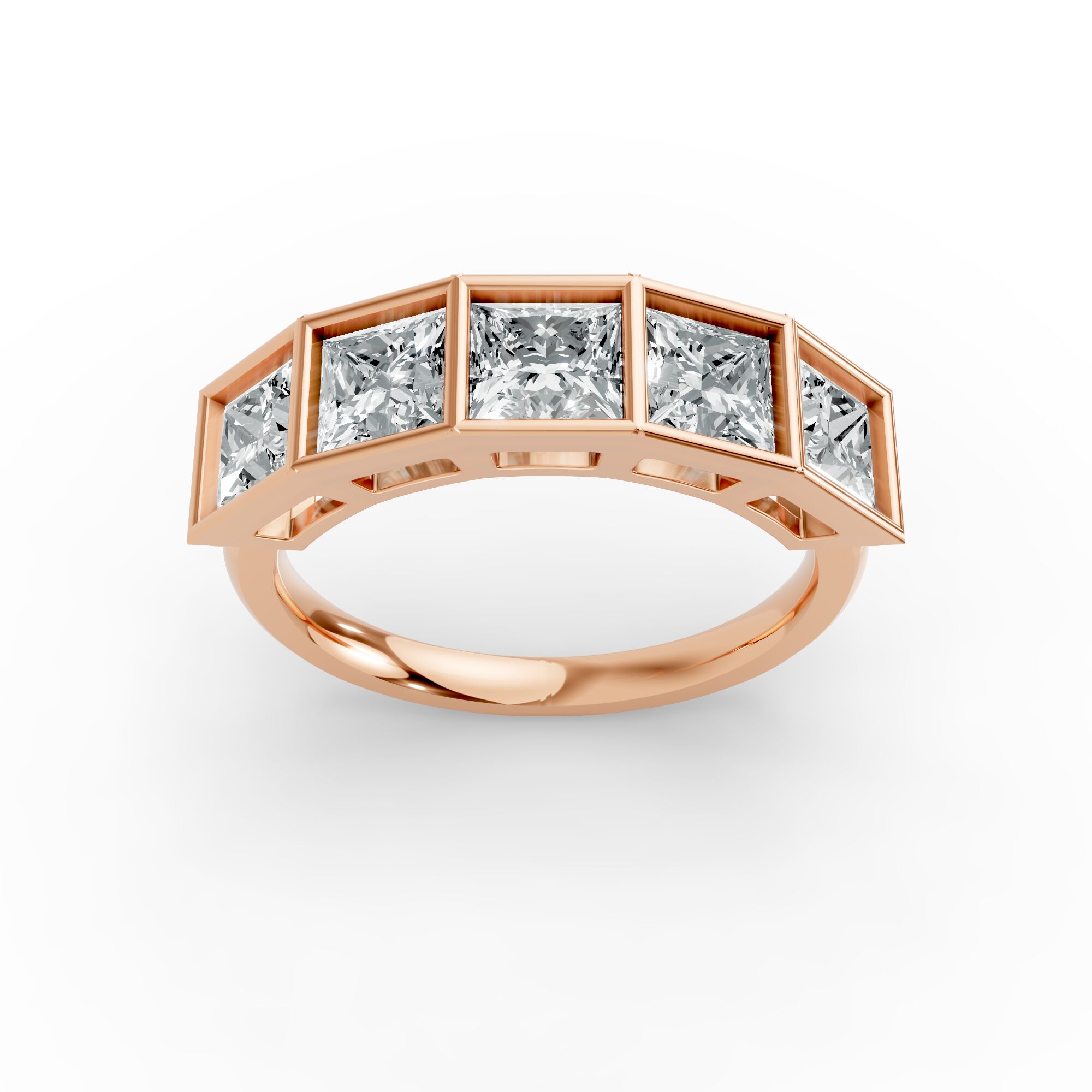 Princess Shape Diamond Anniversary Band in Gold