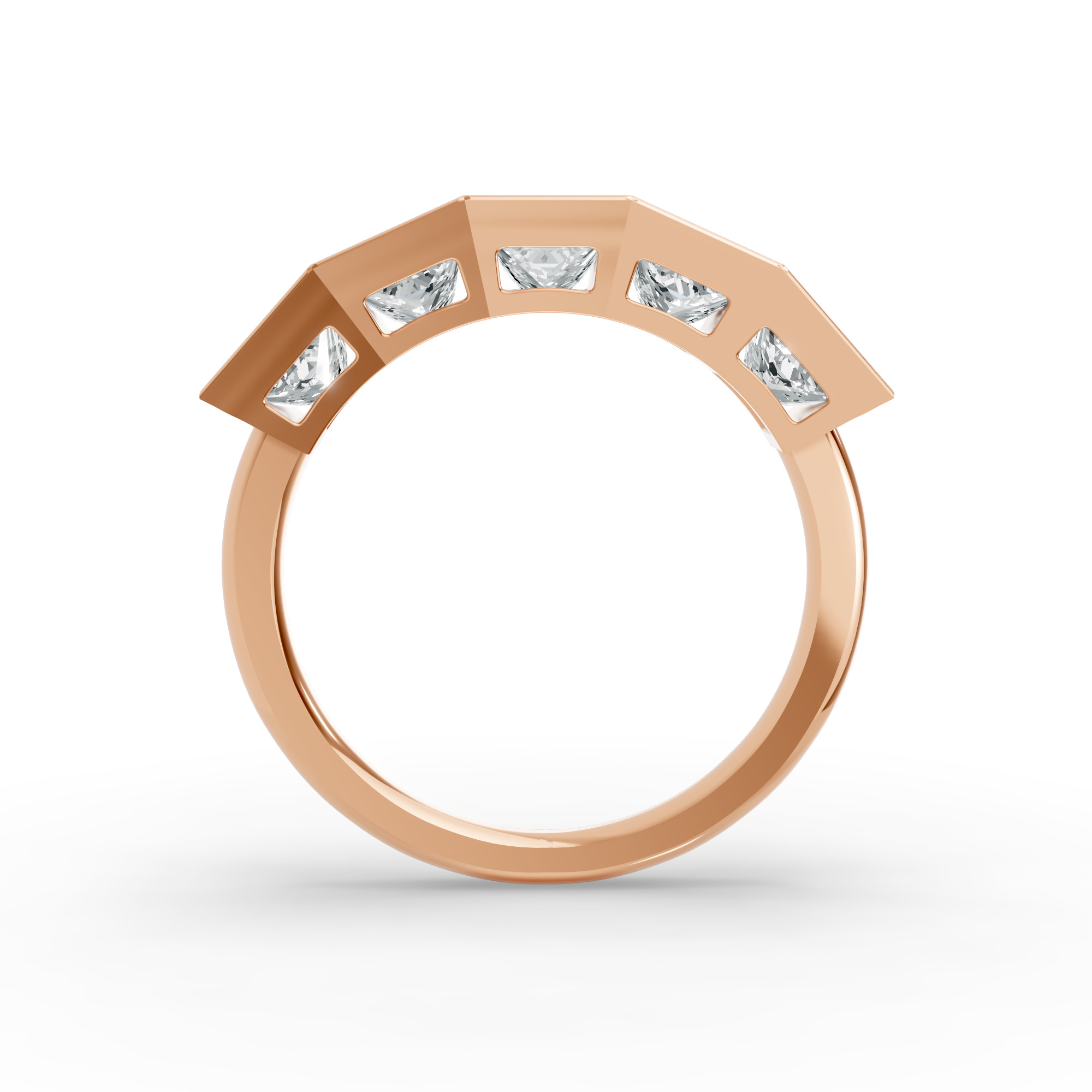Princess Shape Diamond Anniversary Band in Gold