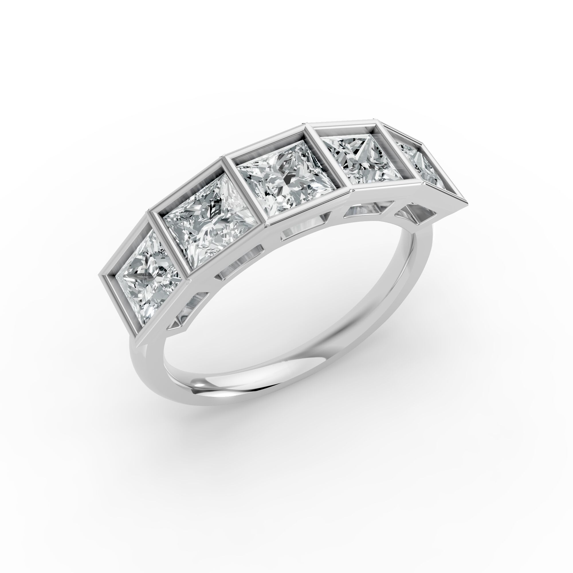 Princess Shape Diamond Anniversary Band in Gold