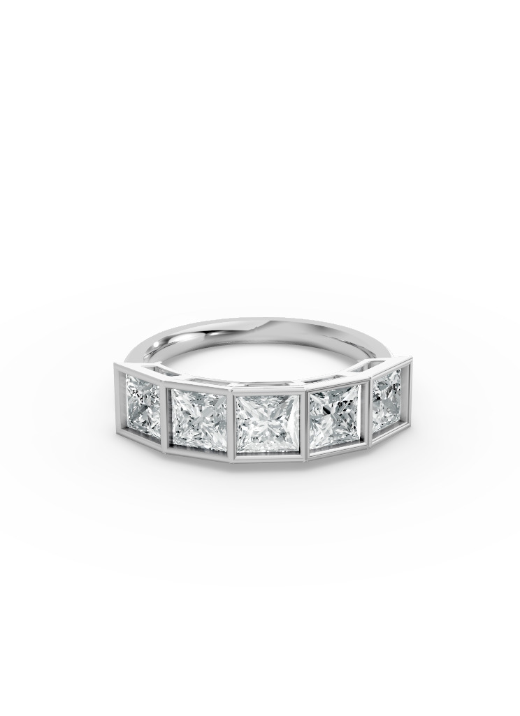 Princess Shape Diamond Anniversary Band in Gold