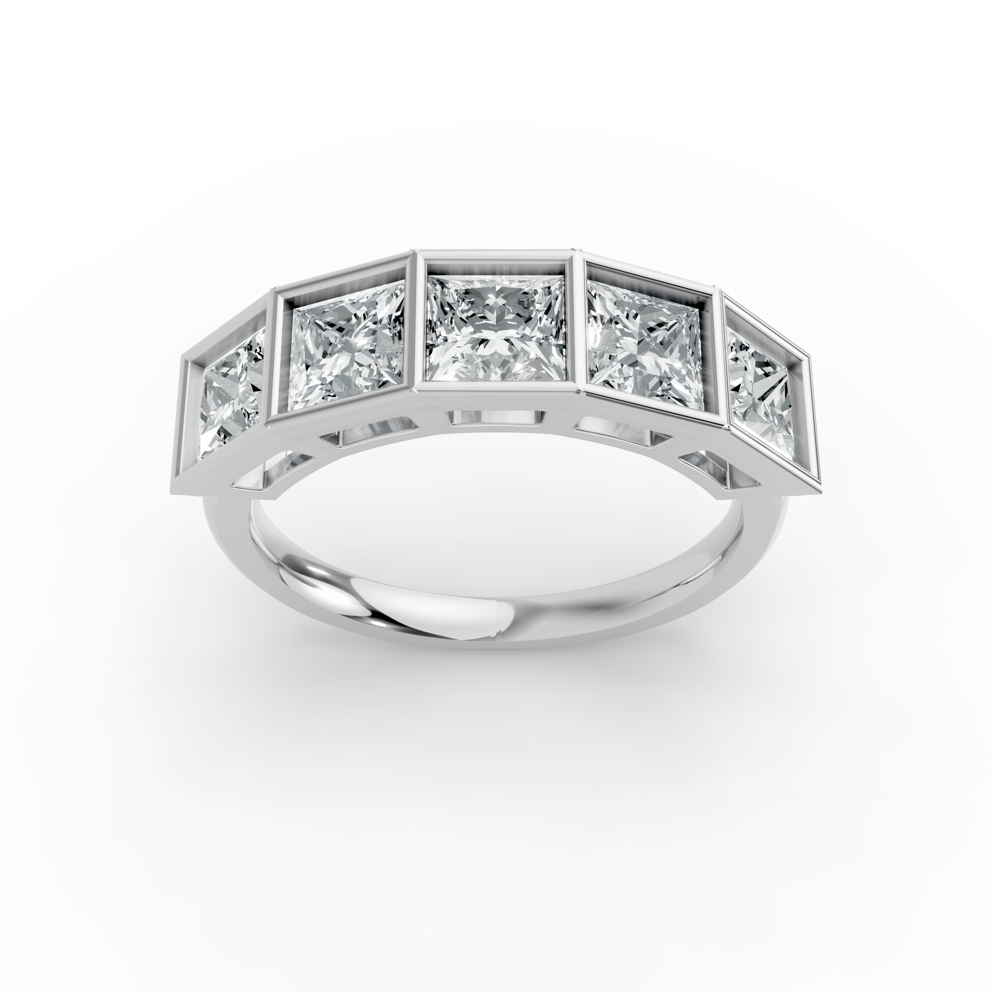 Princess Shape Diamond Anniversary Band in Gold