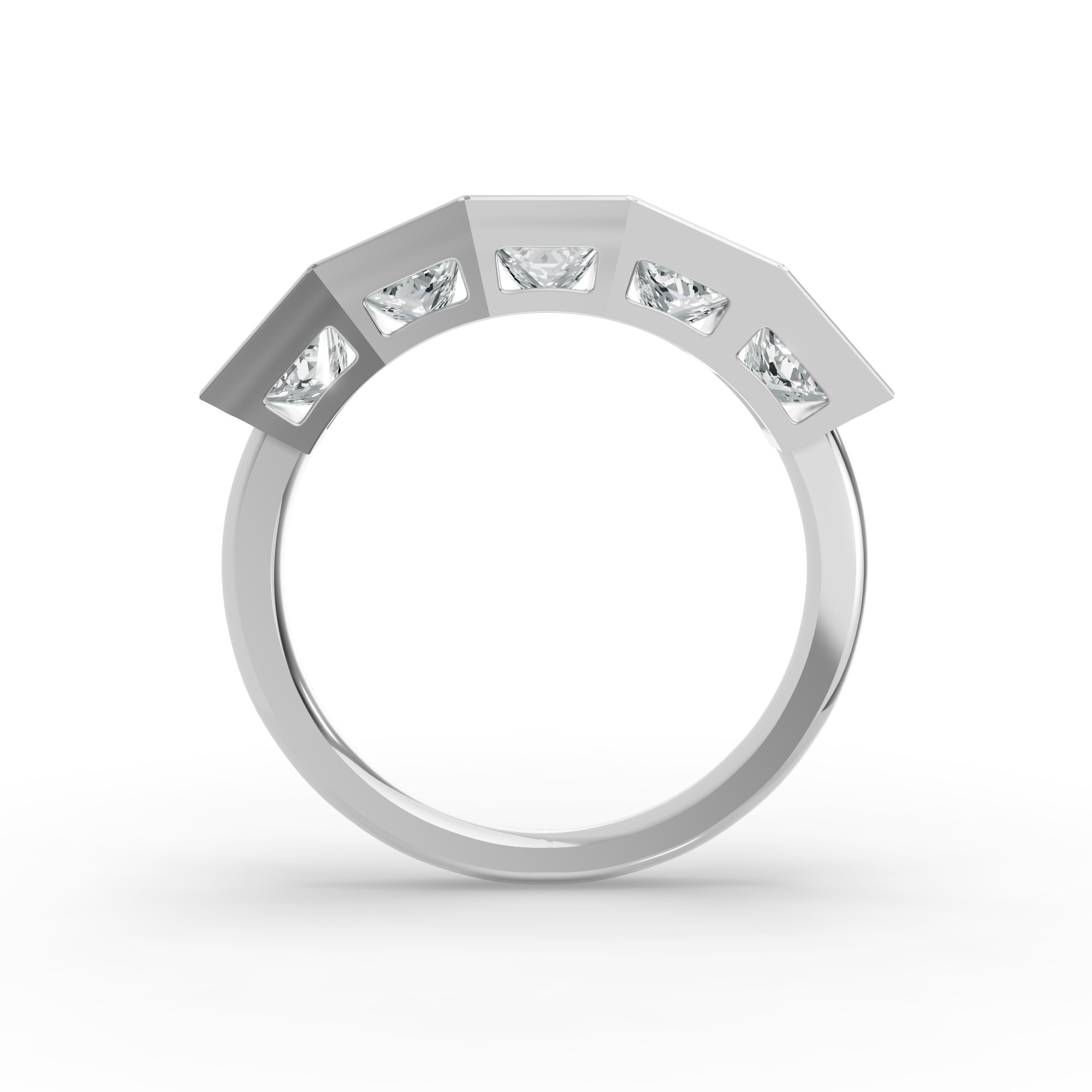 Princess Shape Diamond Anniversary Band in Gold