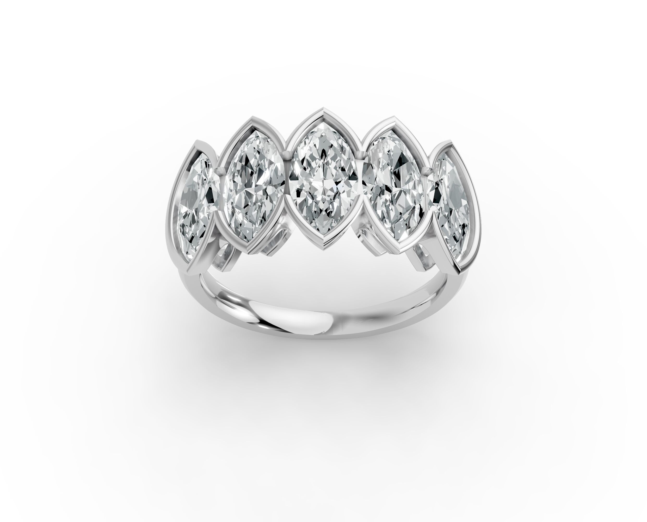 Marquise Shape Diamond Anniversary Band in Gold