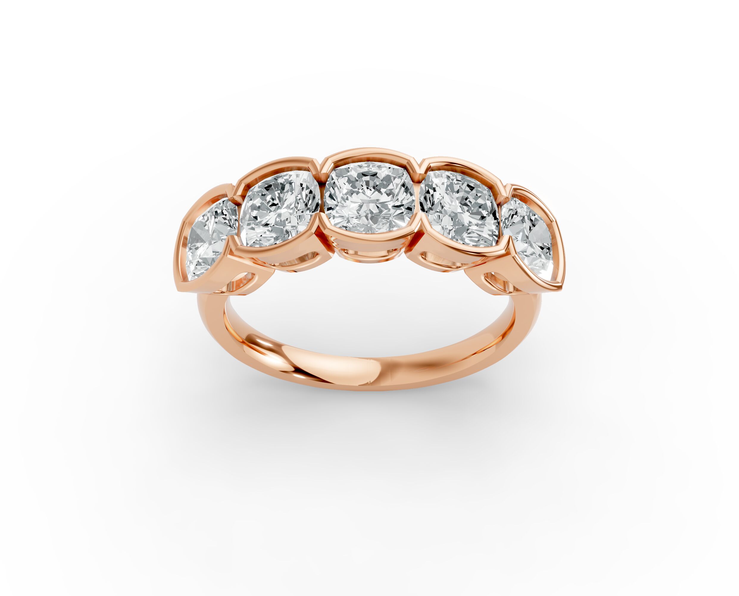 Cushion Shape Diamond Anniversary Band in Gold