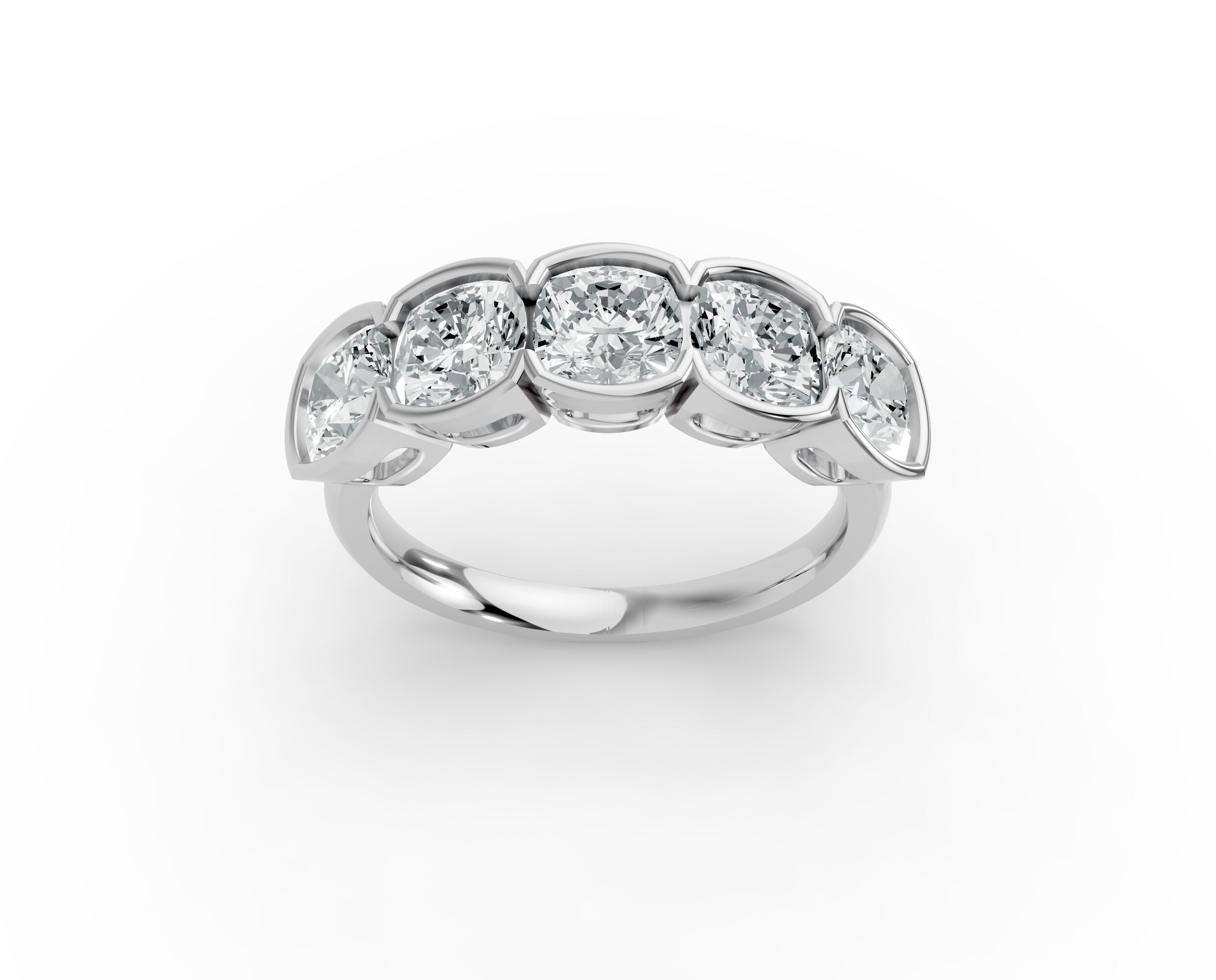 Cushion Shape Diamond Anniversary Band in Gold