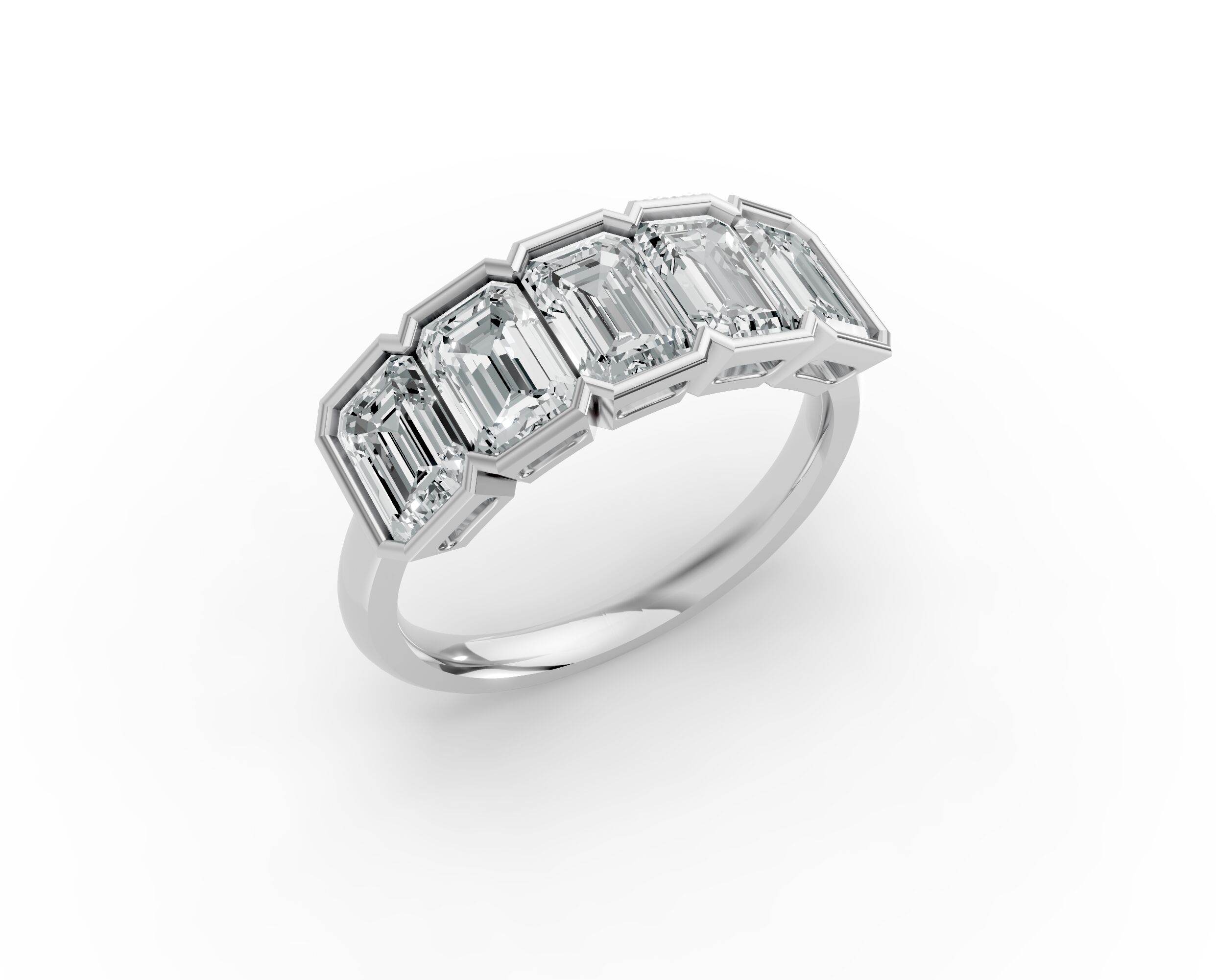 Emerald Shape Diamond Anniversary Band in Gold