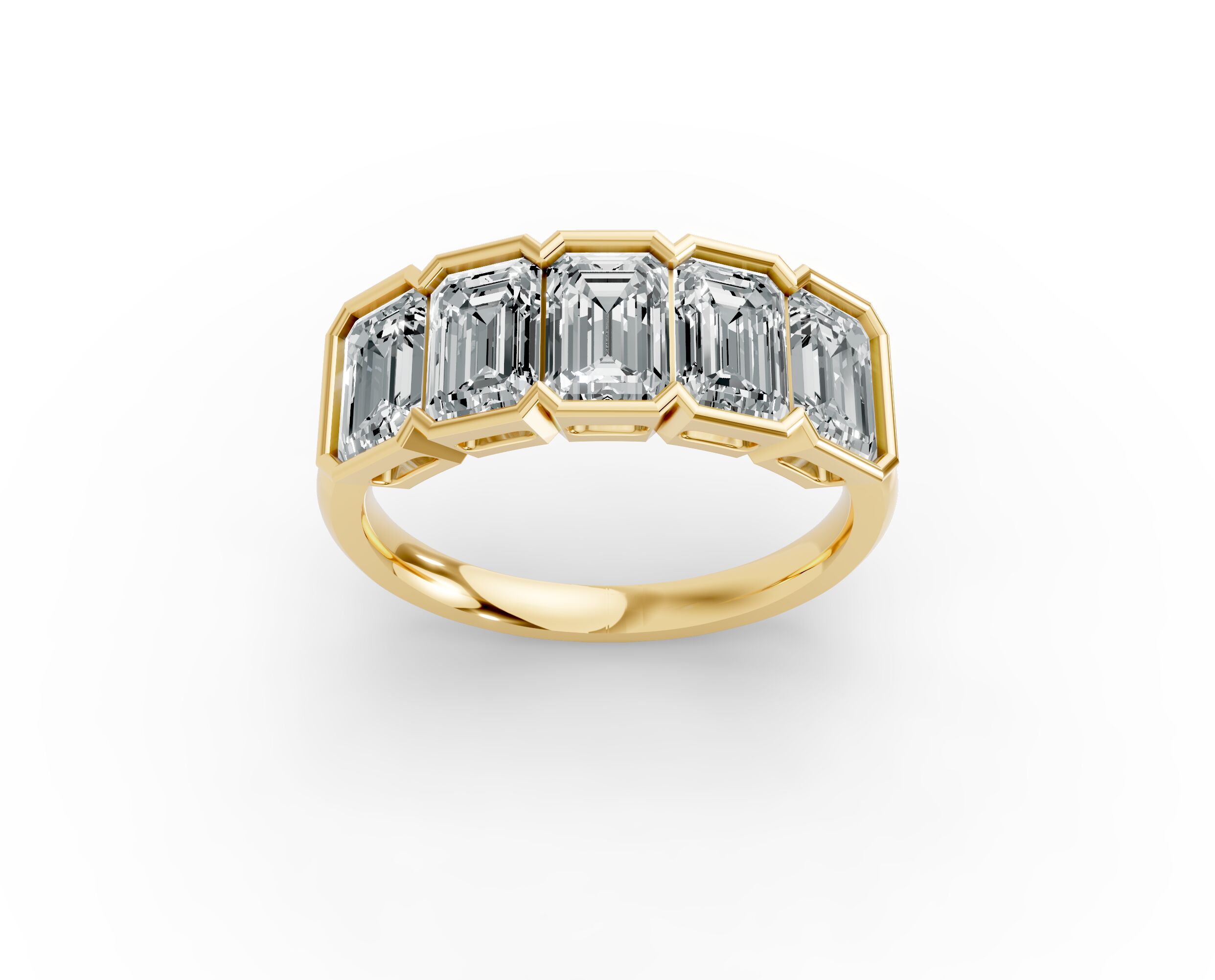 Emerald Shape Diamond Anniversary Band in Gold
