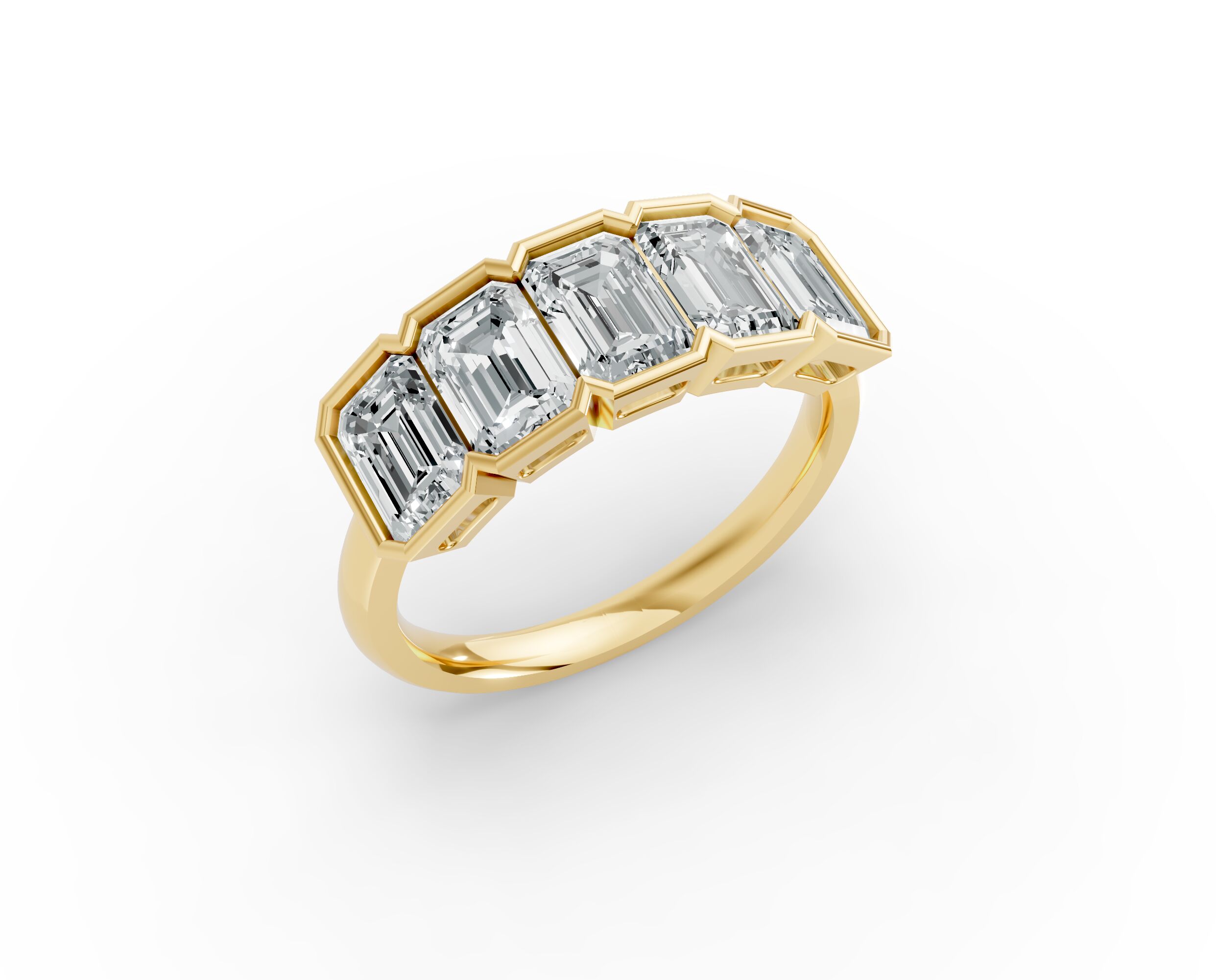 Emerald Shape Diamond Anniversary Band in Gold