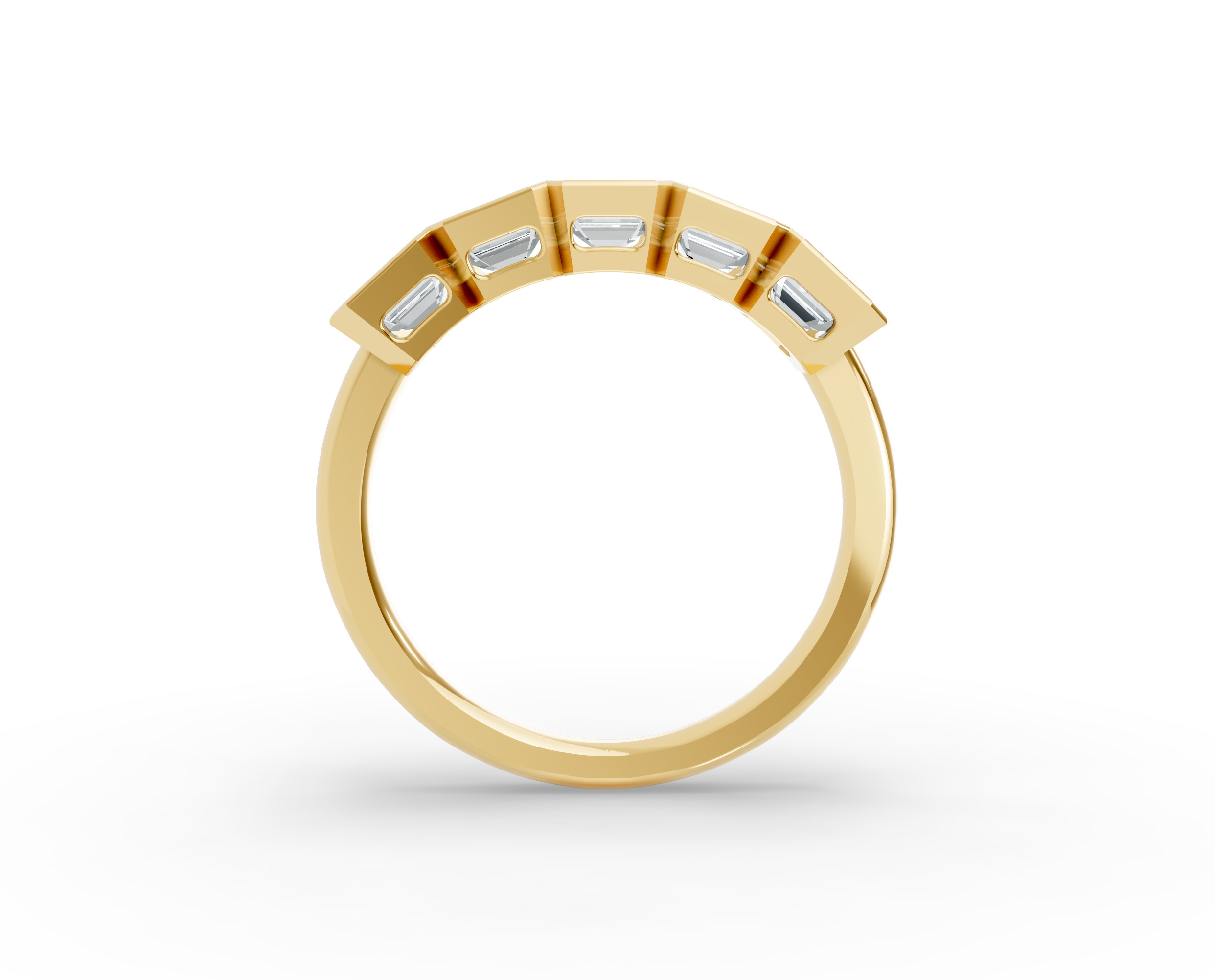 Emerald Shape Diamond Anniversary Band in Gold