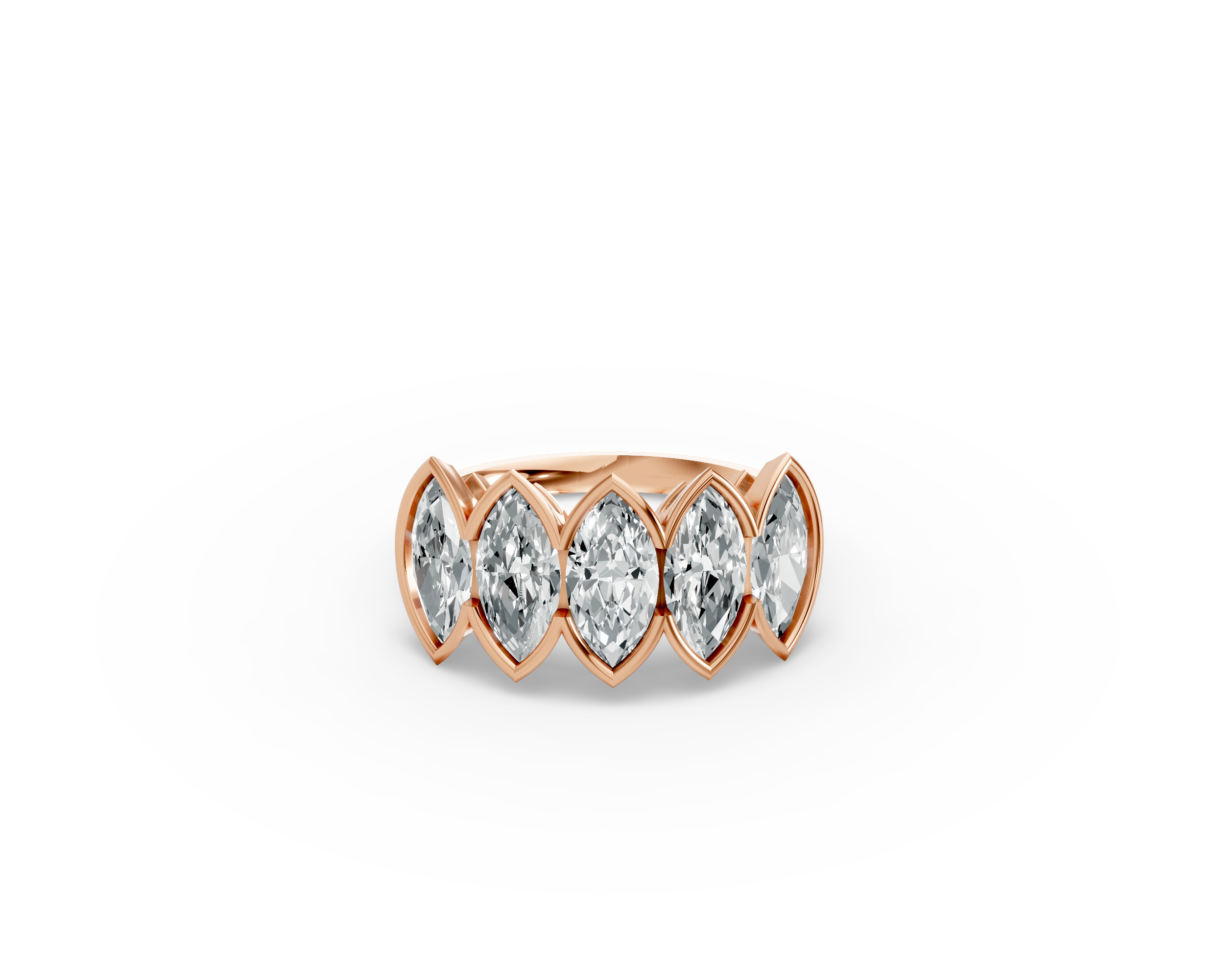 Marquise Shape Diamond Anniversary Band in Gold