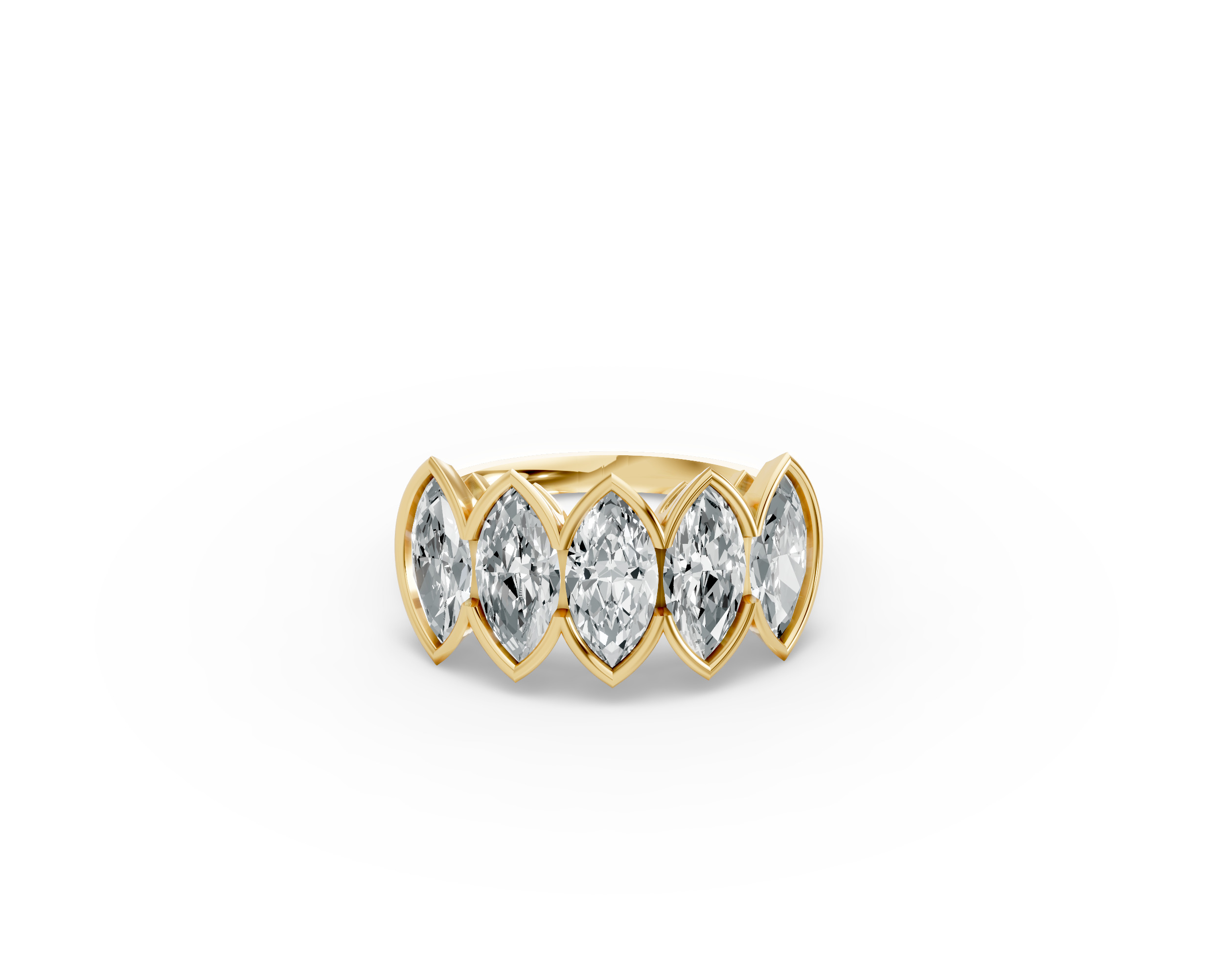 Marquise Shape Diamond Anniversary Band in Gold