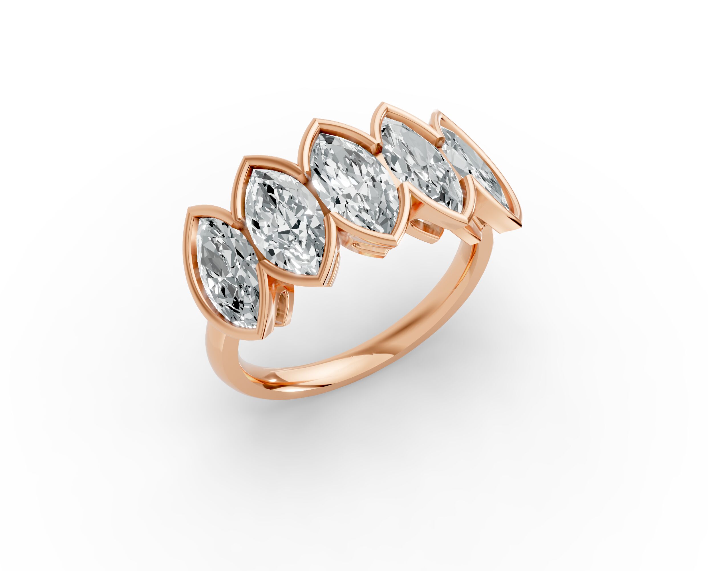 Marquise Shape Diamond Anniversary Band in Gold