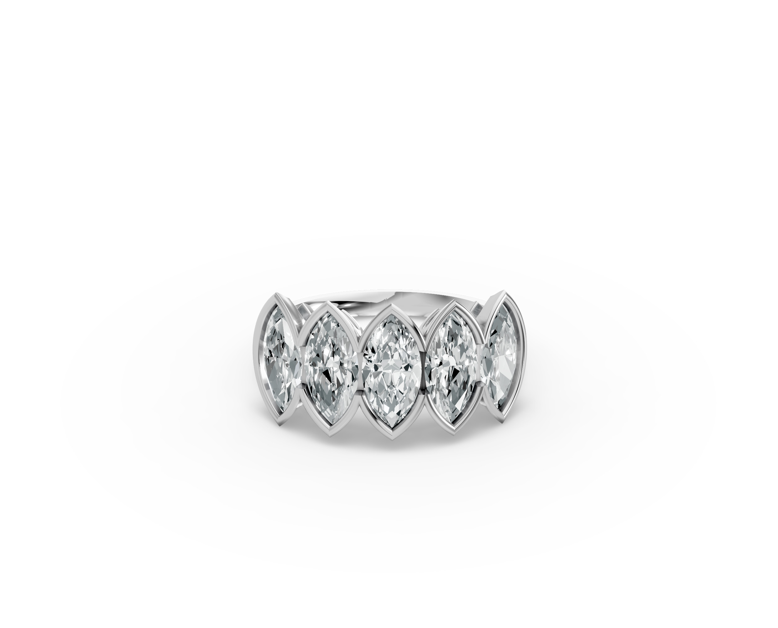 Marquise Shape Diamond Anniversary Band in Gold