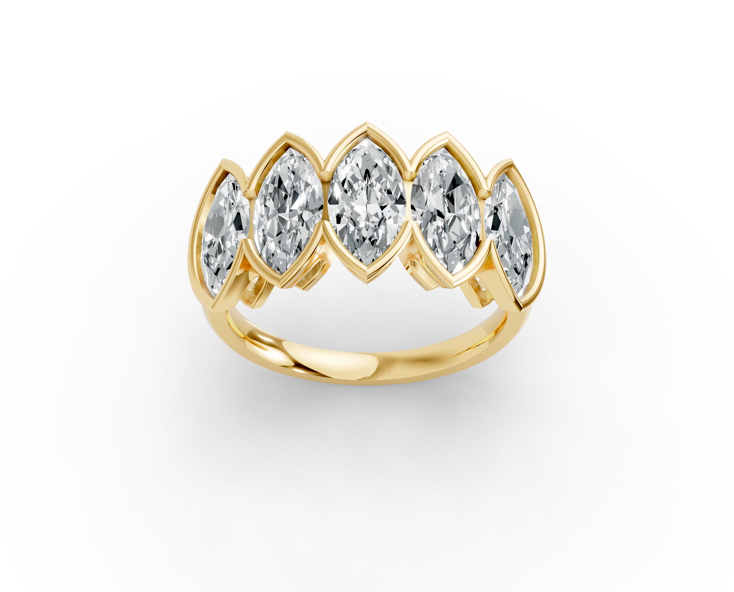 Marquise Shape Diamond Anniversary Band in Gold