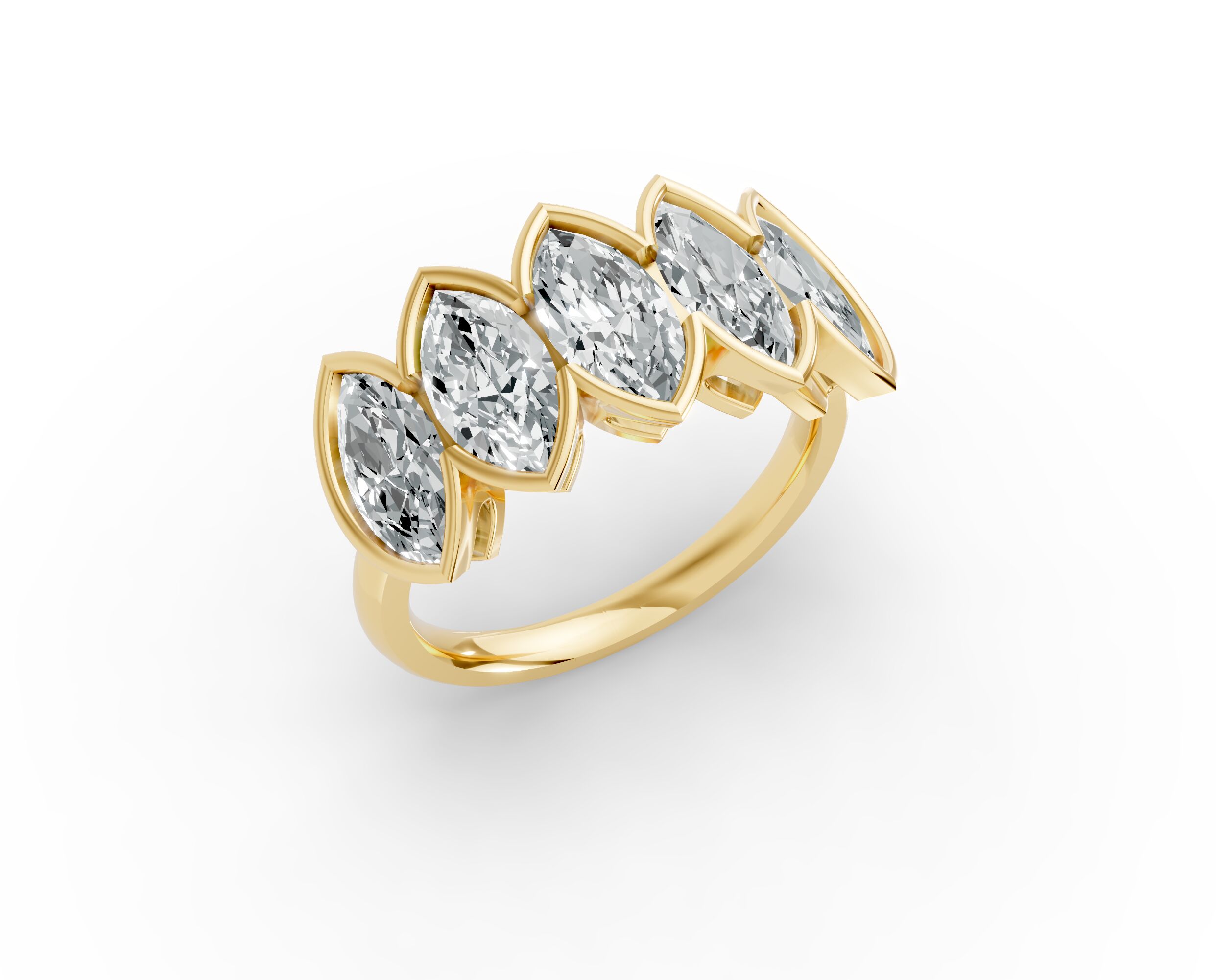 Marquise Shape Diamond Anniversary Band in Gold
