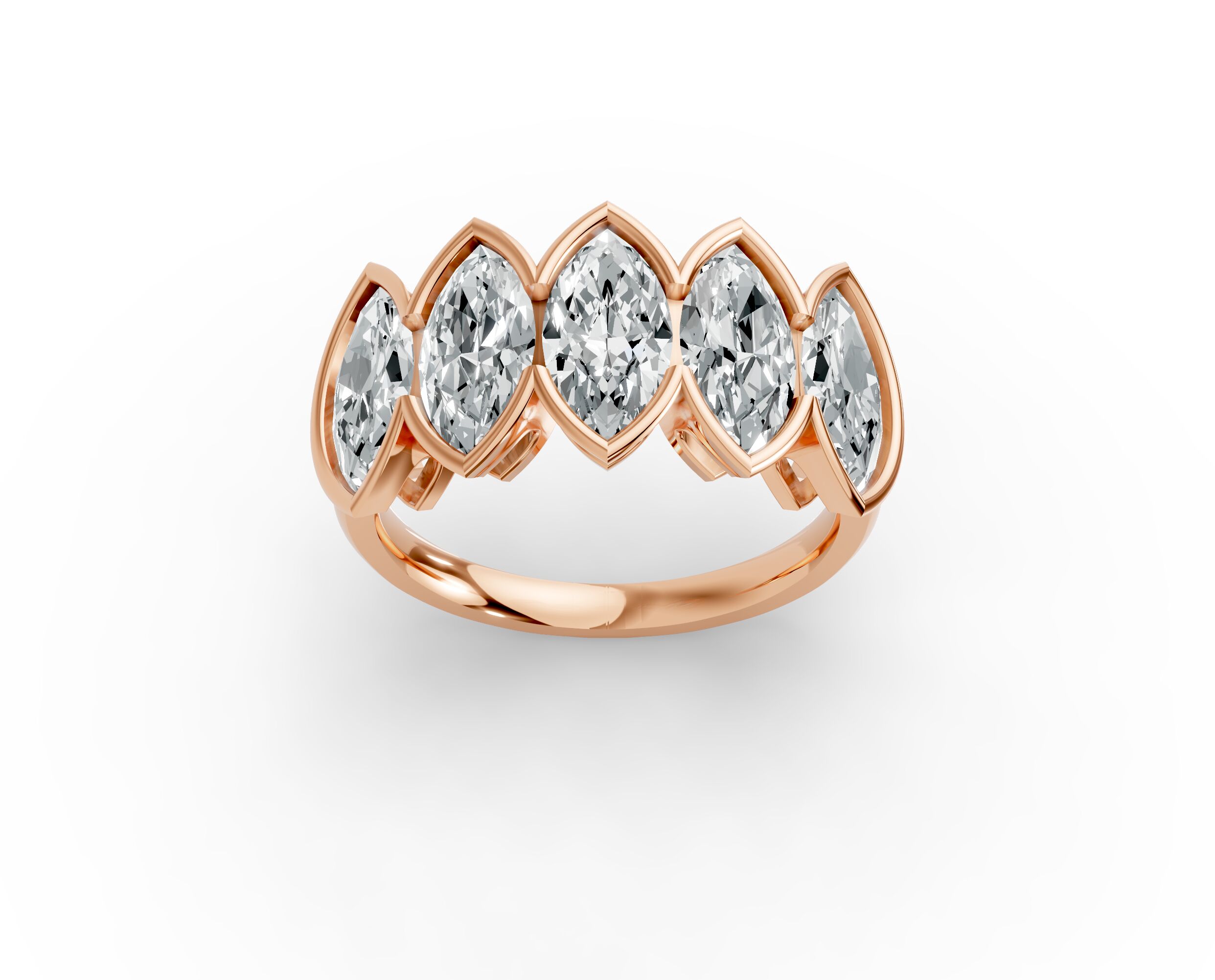 Marquise Shape Diamond Anniversary Band in Gold