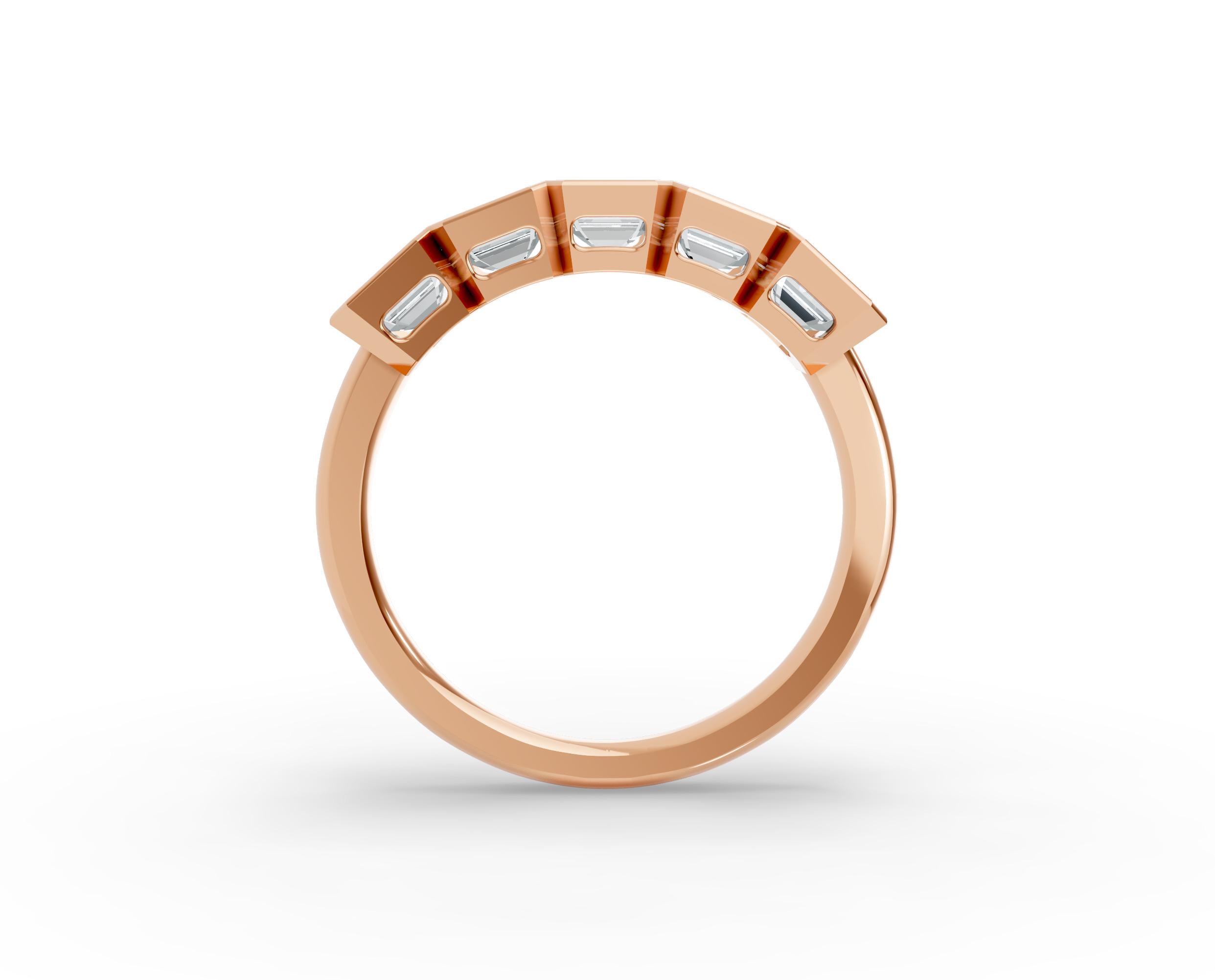 Emerald Shape Diamond Anniversary Band in Gold