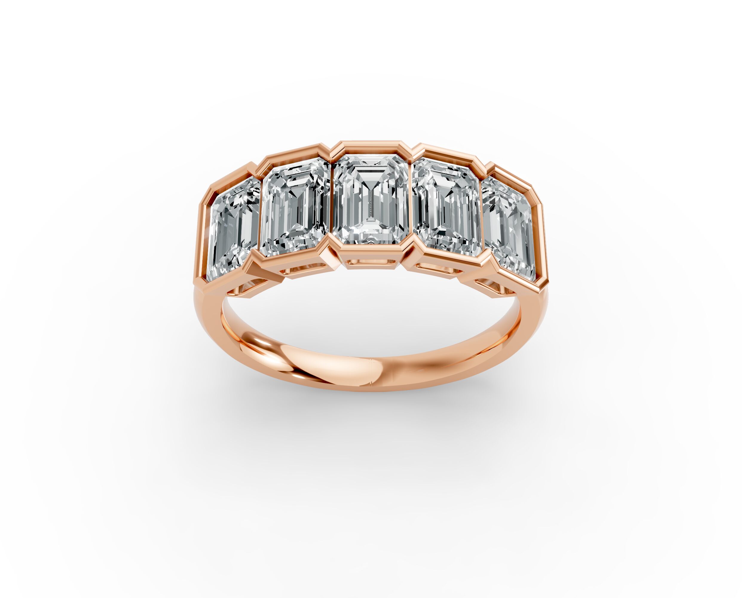 Emerald Shape Diamond Anniversary Band in Gold
