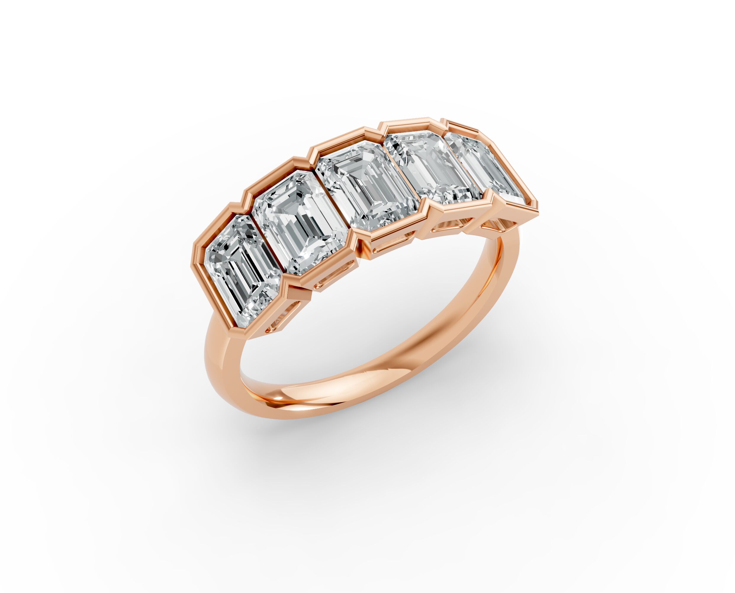Emerald Shape Diamond Anniversary Band in Gold