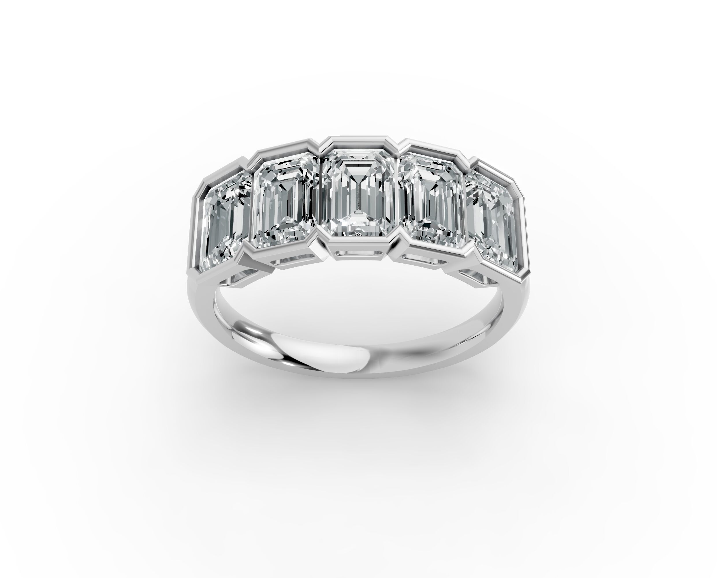 Emerald Shape Diamond Anniversary Band in Gold