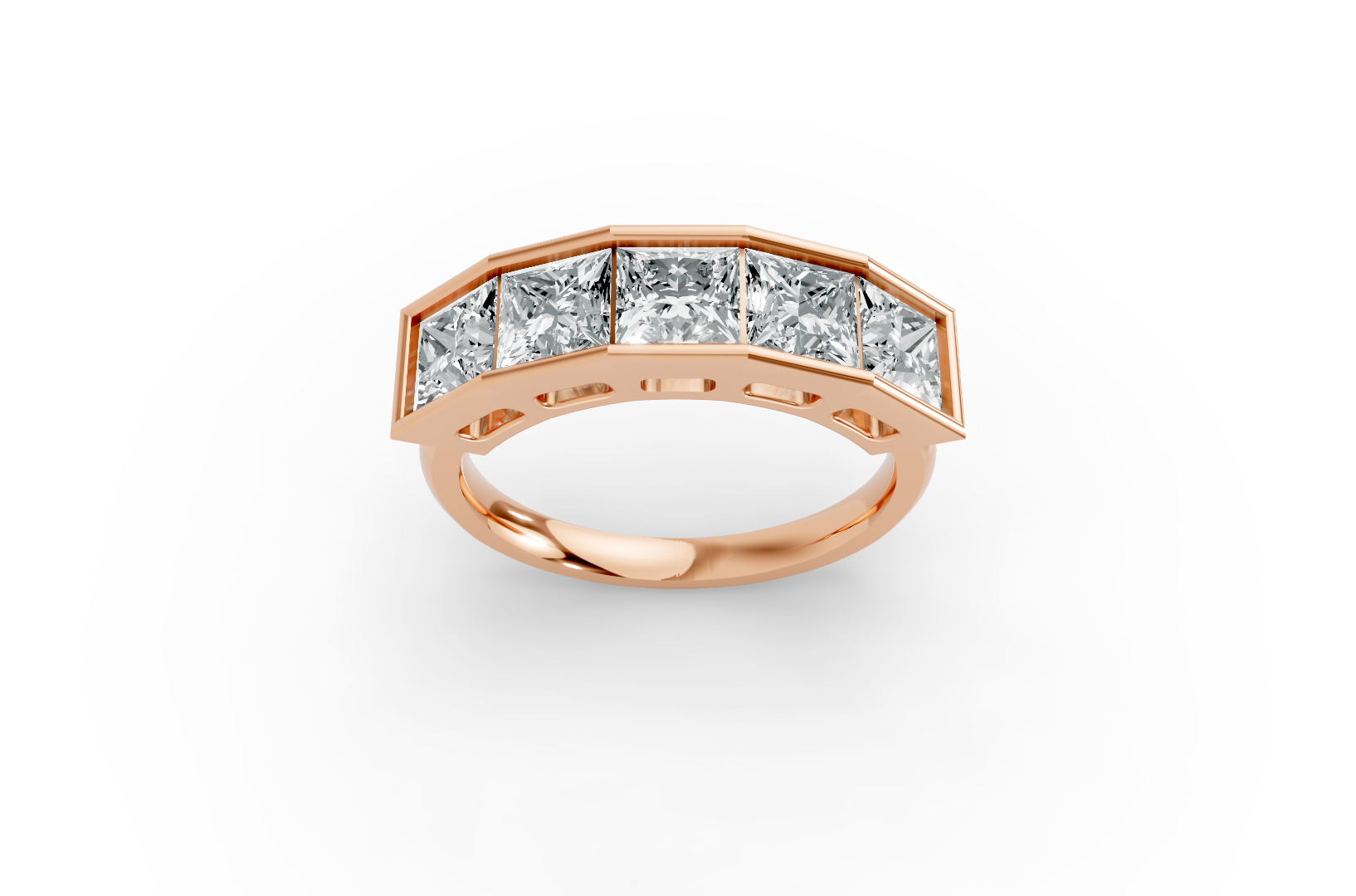 Princess Shape Diamond Anniversary Band in Gold