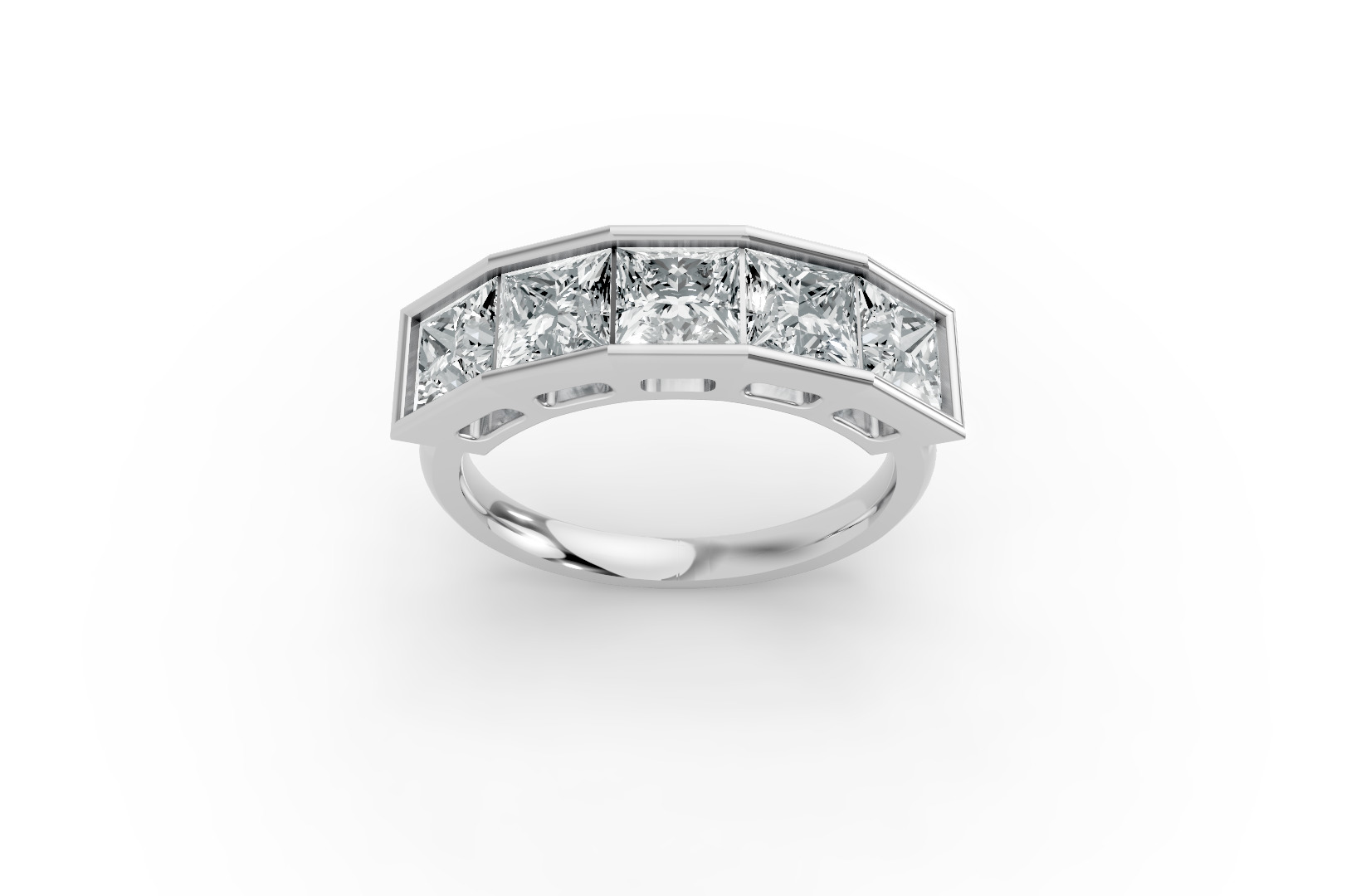 Princess Shape Diamond Anniversary Band in Gold