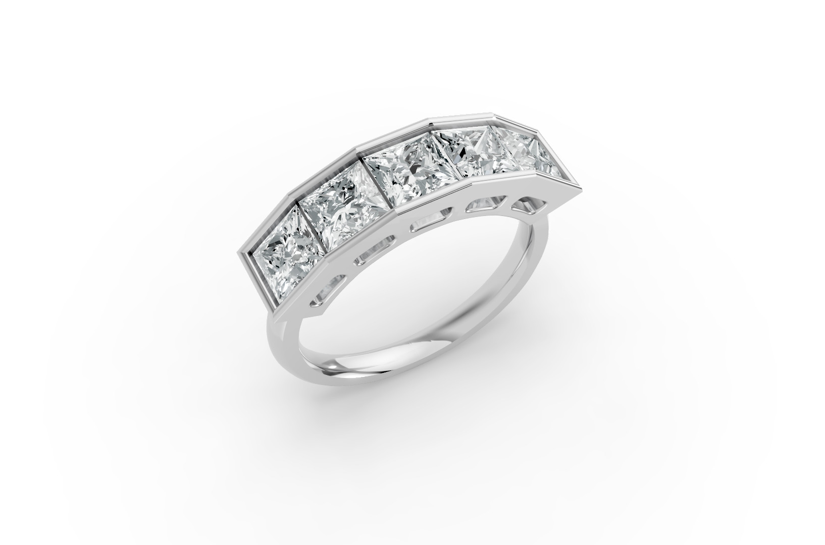 Princess Shape Diamond Anniversary Band in Gold